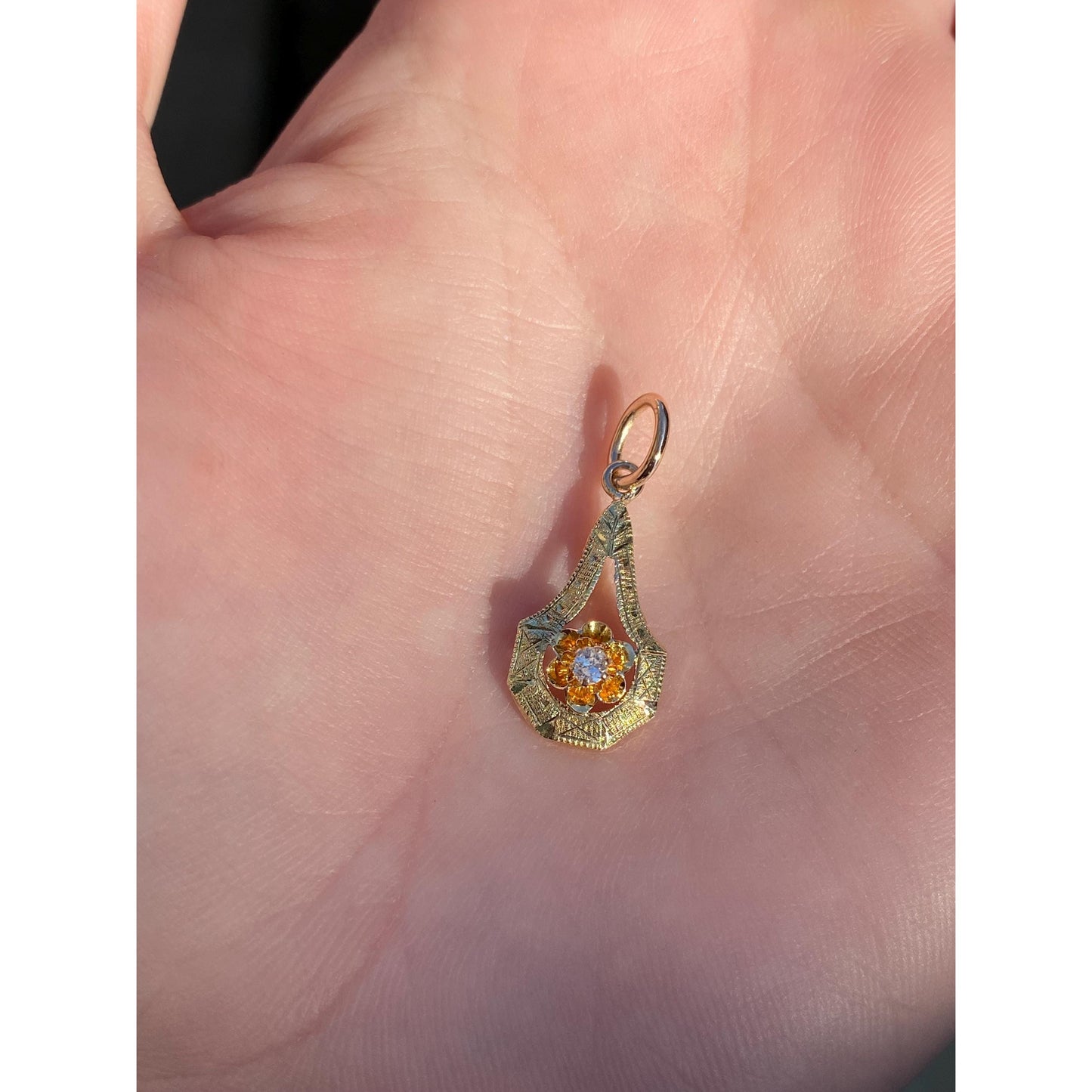 Vintage Solid 10k Yellow Gold Diamond Stick Pin Conversion Charm