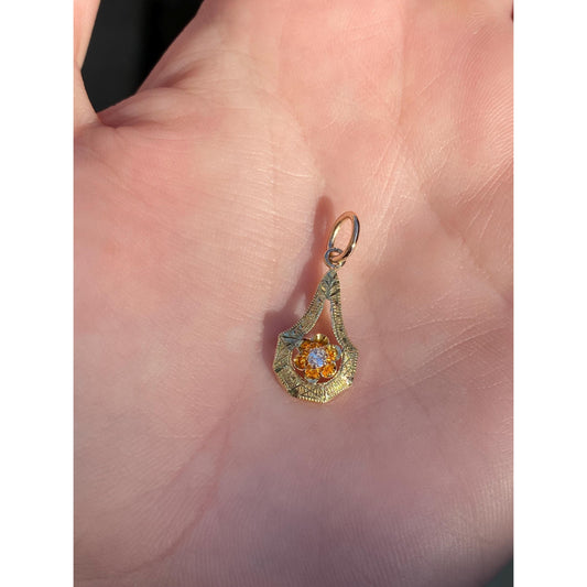 Vintage Solid 10k Yellow Gold Diamond Stick Pin Conversion Charm