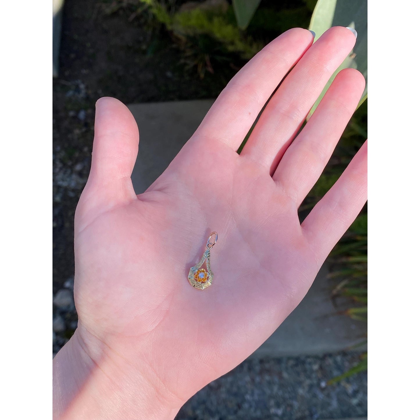 Vintage Solid 10k Yellow Gold Diamond Stick Pin Conversion Charm