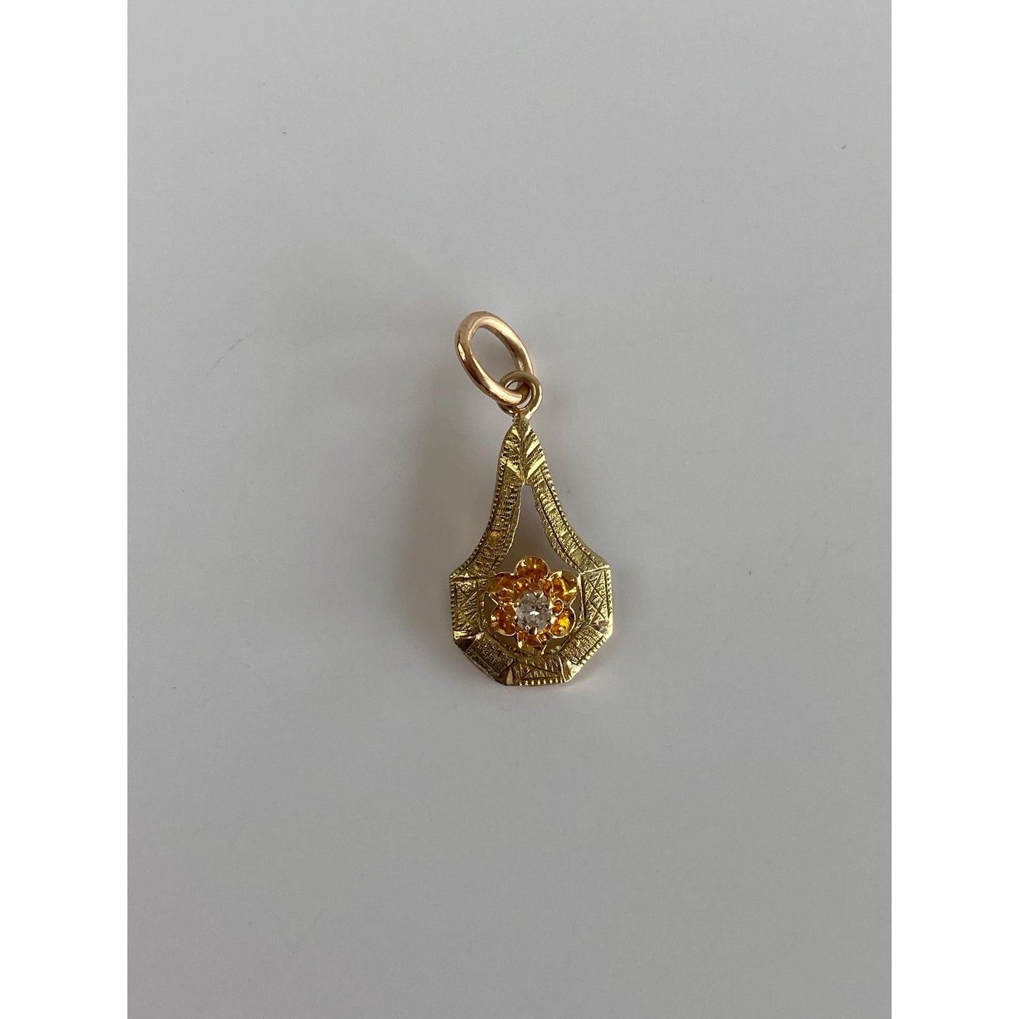 Vintage Solid 10k Yellow Gold Diamond Stick Pin Conversion Charm