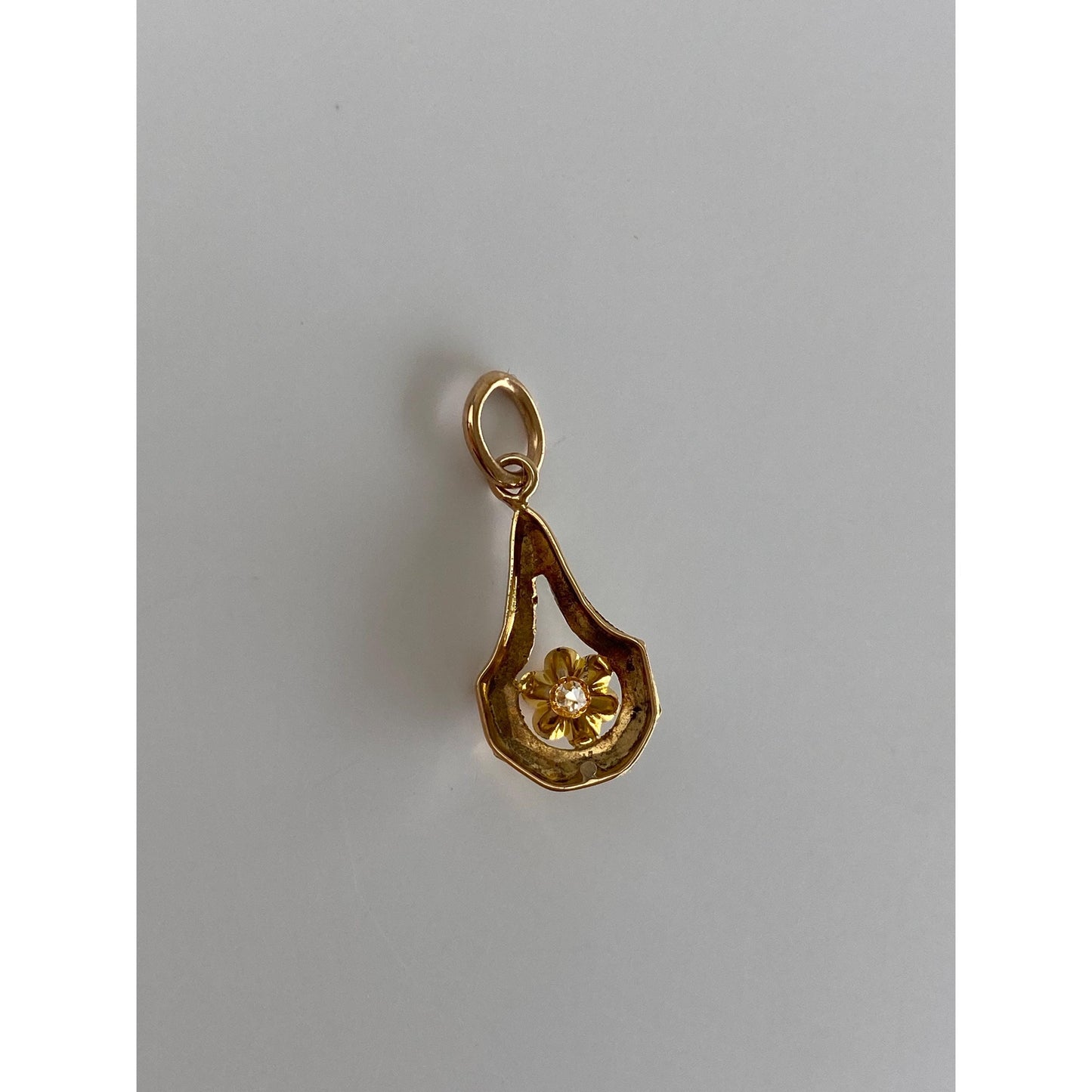 Vintage Solid 10k Yellow Gold Diamond Stick Pin Conversion Charm