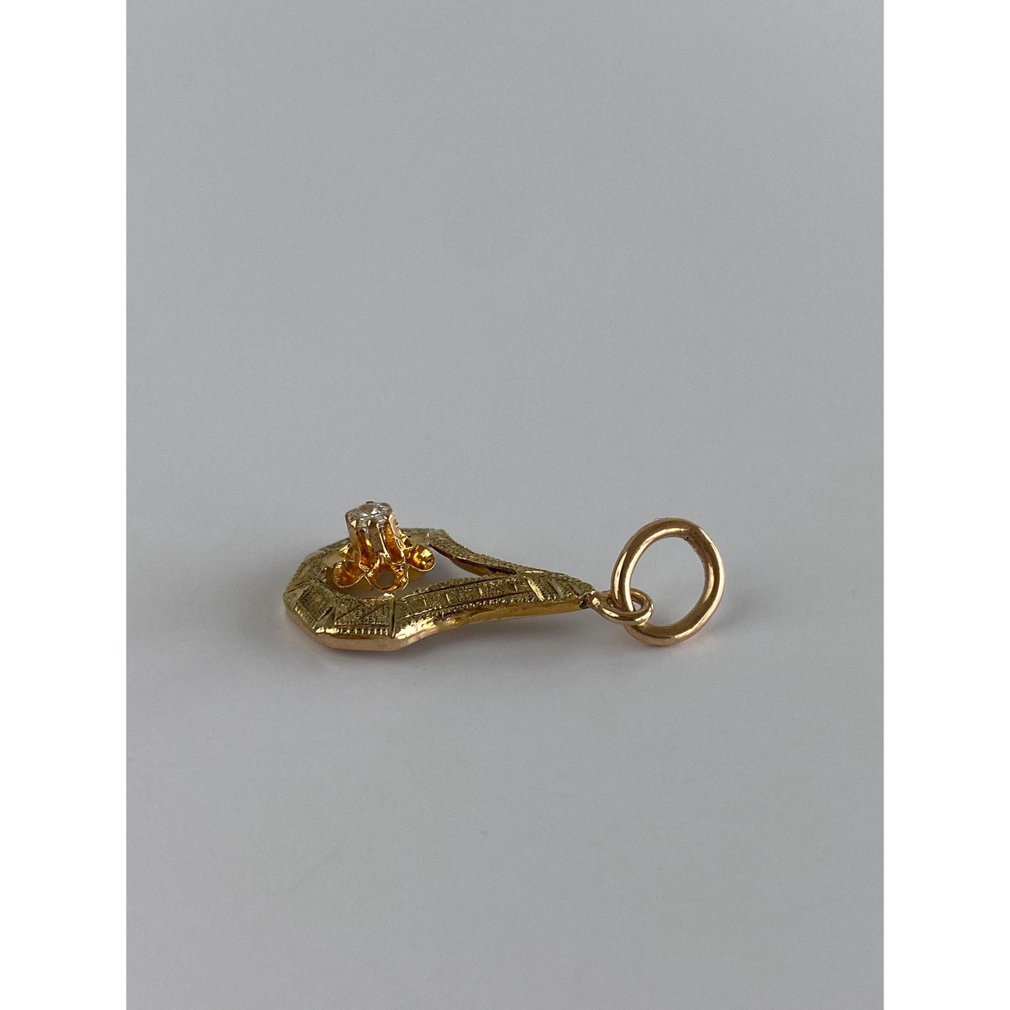 Vintage Solid 10k Yellow Gold Diamond Stick Pin Conversion Charm