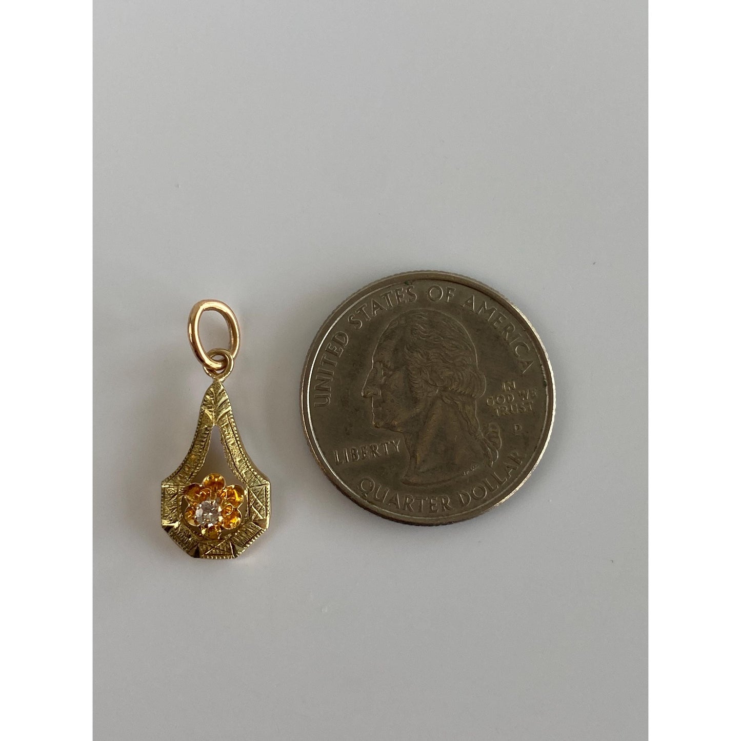 Vintage Solid 10k Yellow Gold Diamond Stick Pin Conversion Charm