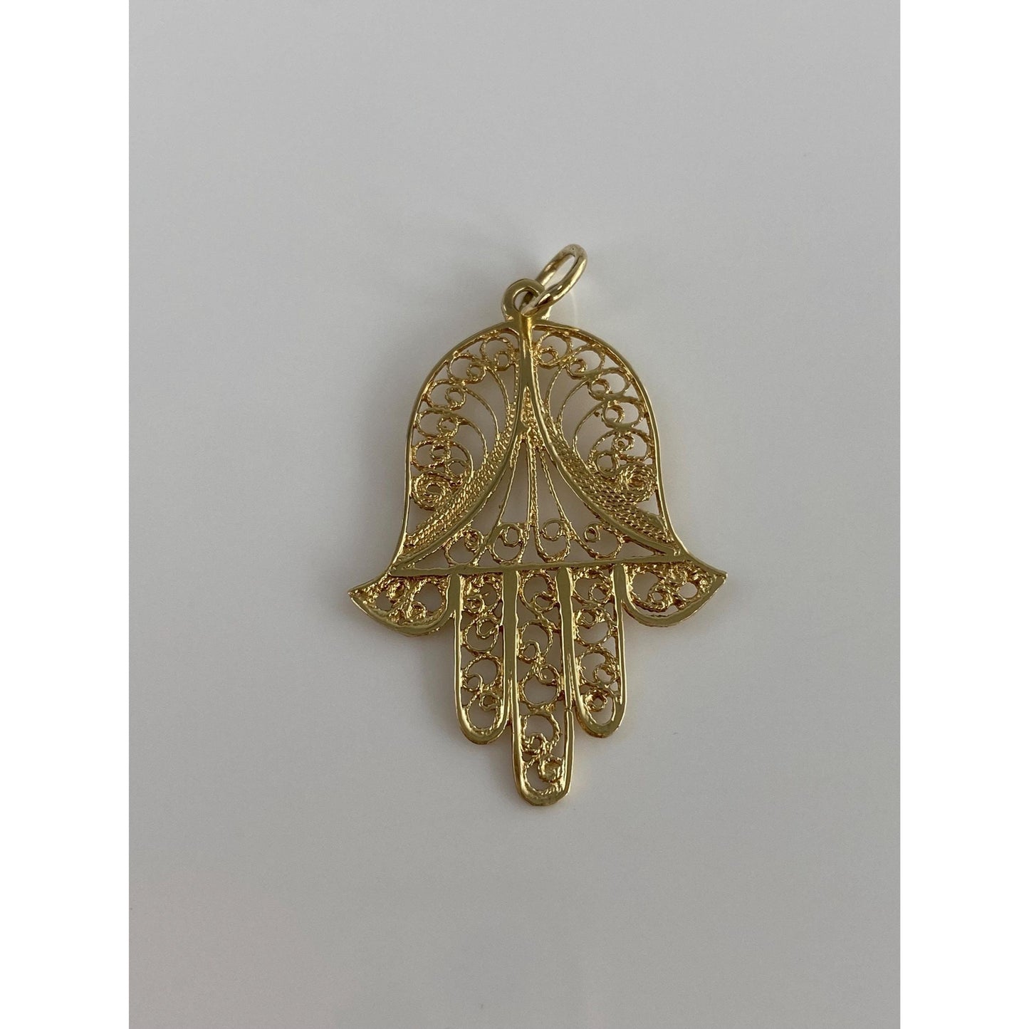 Vintage Solid 14k Yellow Gold Hamsa Hand Charm