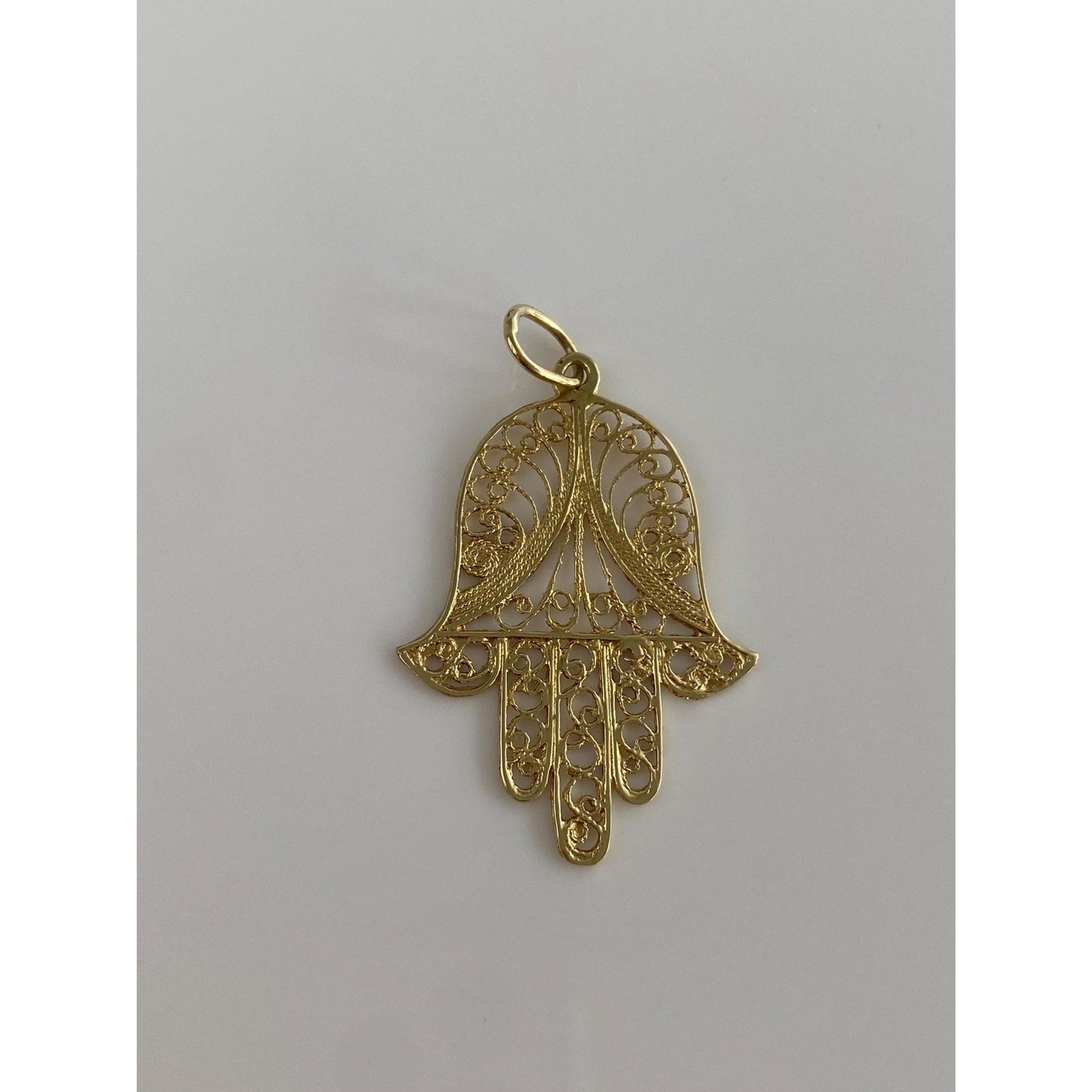 Vintage Solid 14k Yellow Gold Hamsa Hand Charm