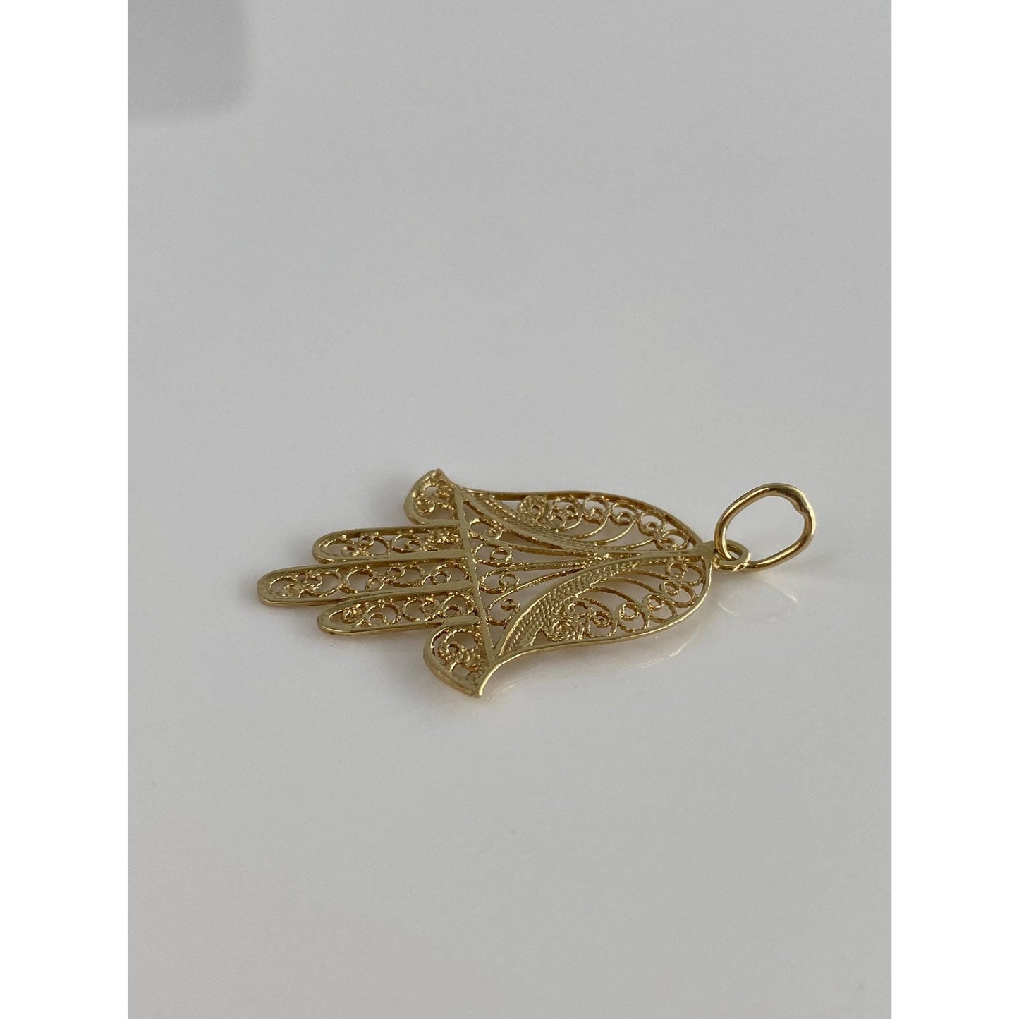 Vintage Solid 14k Yellow Gold Hamsa Hand Charm
