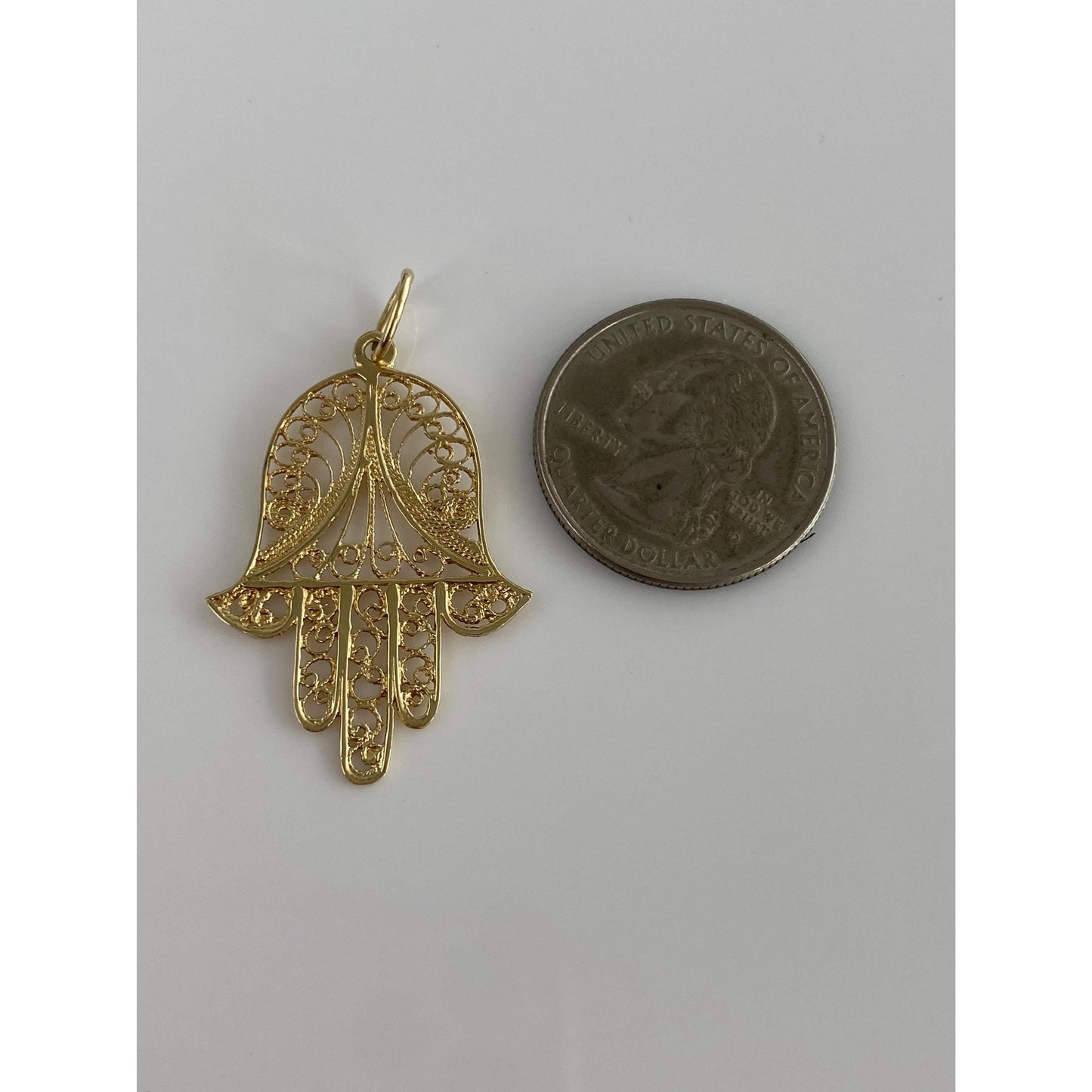 Vintage Solid 14k Yellow Gold Hamsa Hand Charm
