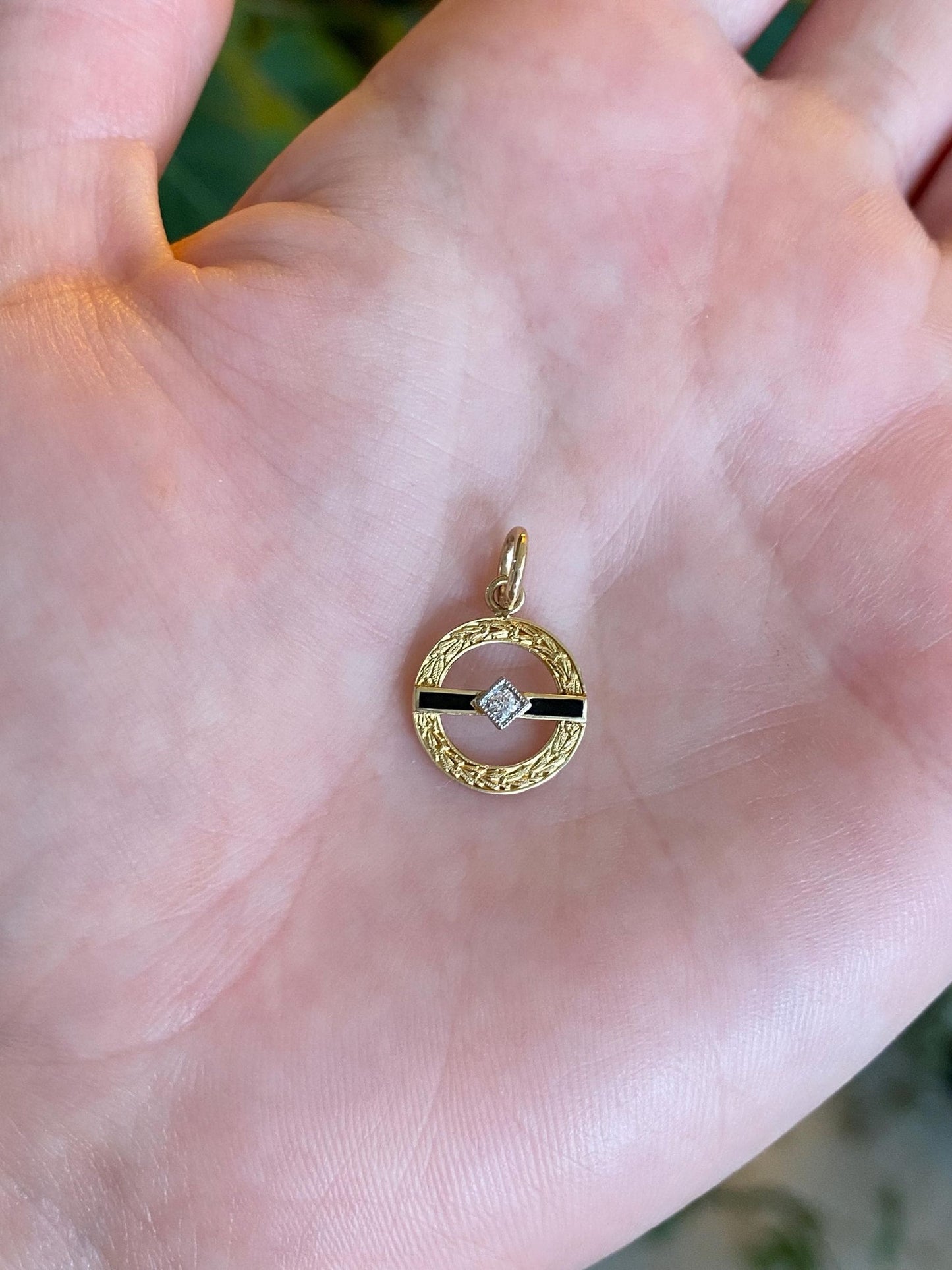 Vintage Solid 14k White & Yellow Gold Diamond Stick Pin Conversion Charm