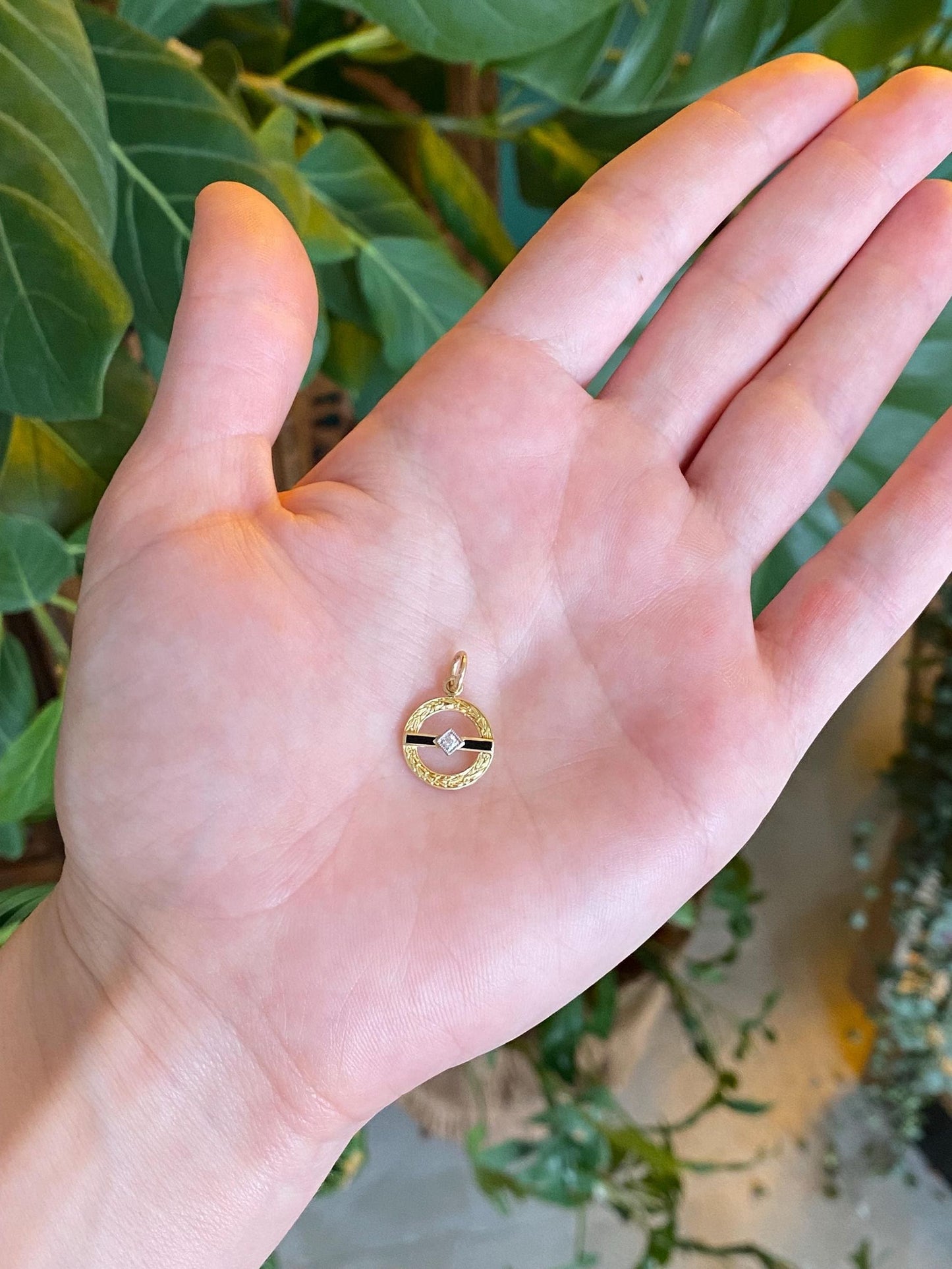 Vintage Solid 14k White & Yellow Gold Diamond Stick Pin Conversion Charm