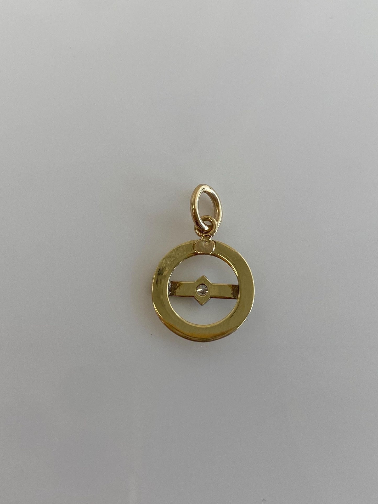 Vintage Solid 14k White & Yellow Gold Diamond Stick Pin Conversion Charm