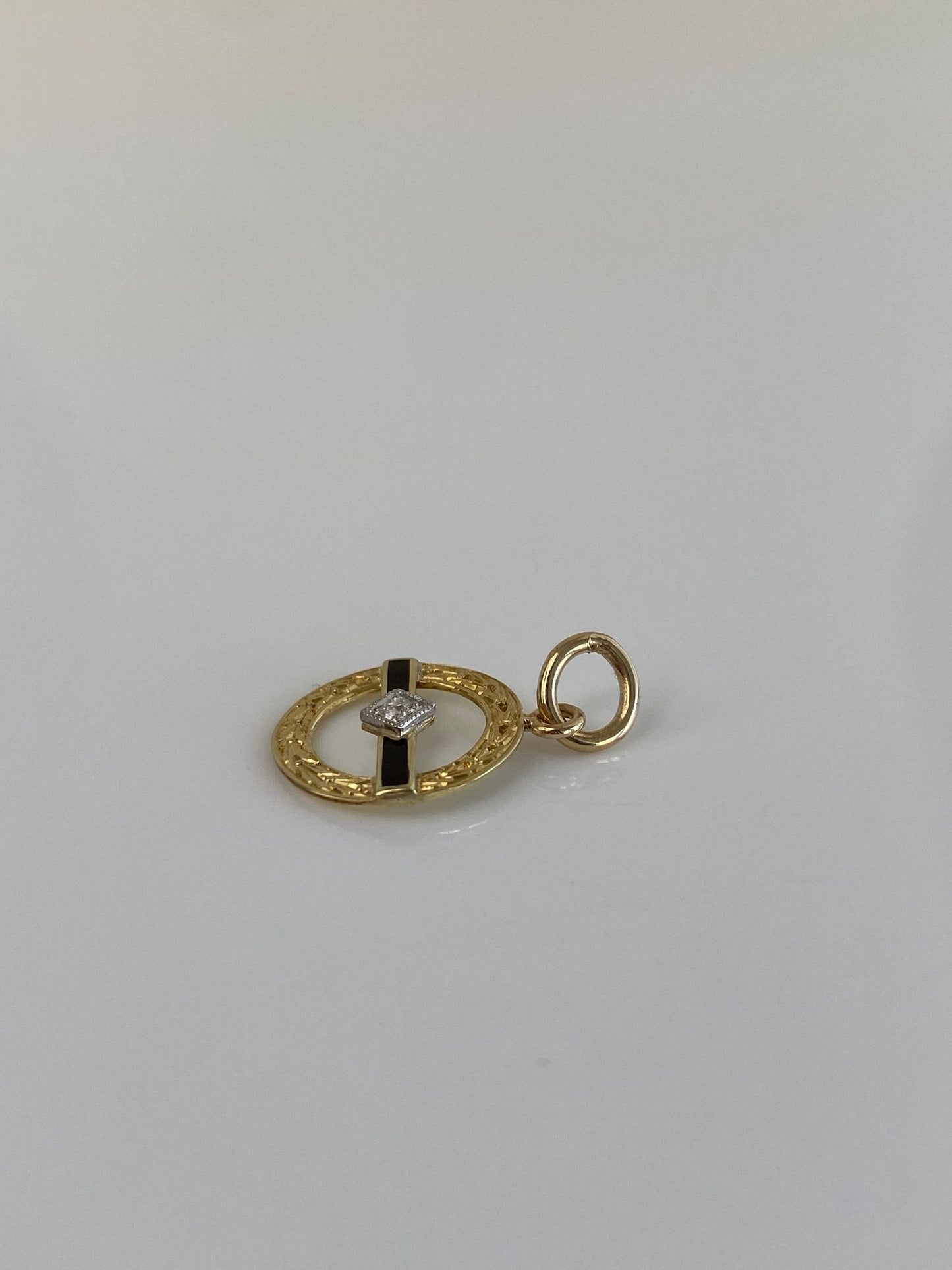 Vintage Solid 14k White & Yellow Gold Diamond Stick Pin Conversion Charm