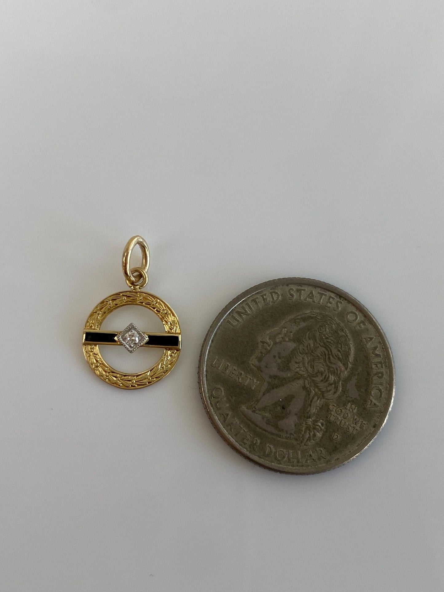 Vintage Solid 14k White & Yellow Gold Diamond Stick Pin Conversion Charm