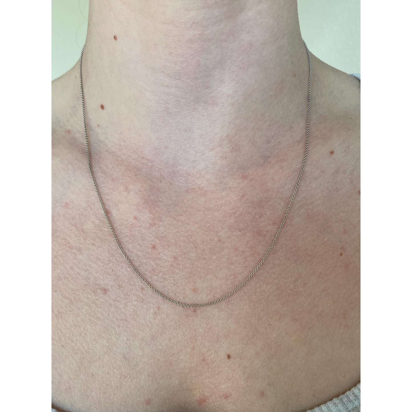 Vintage Solid 14k White Gold Tight Rolo Chain Necklace - 18.75 inches