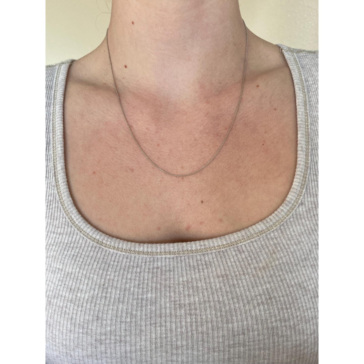 Vintage Solid 14k White Gold Tight Rolo Chain Necklace - 18.75 inches