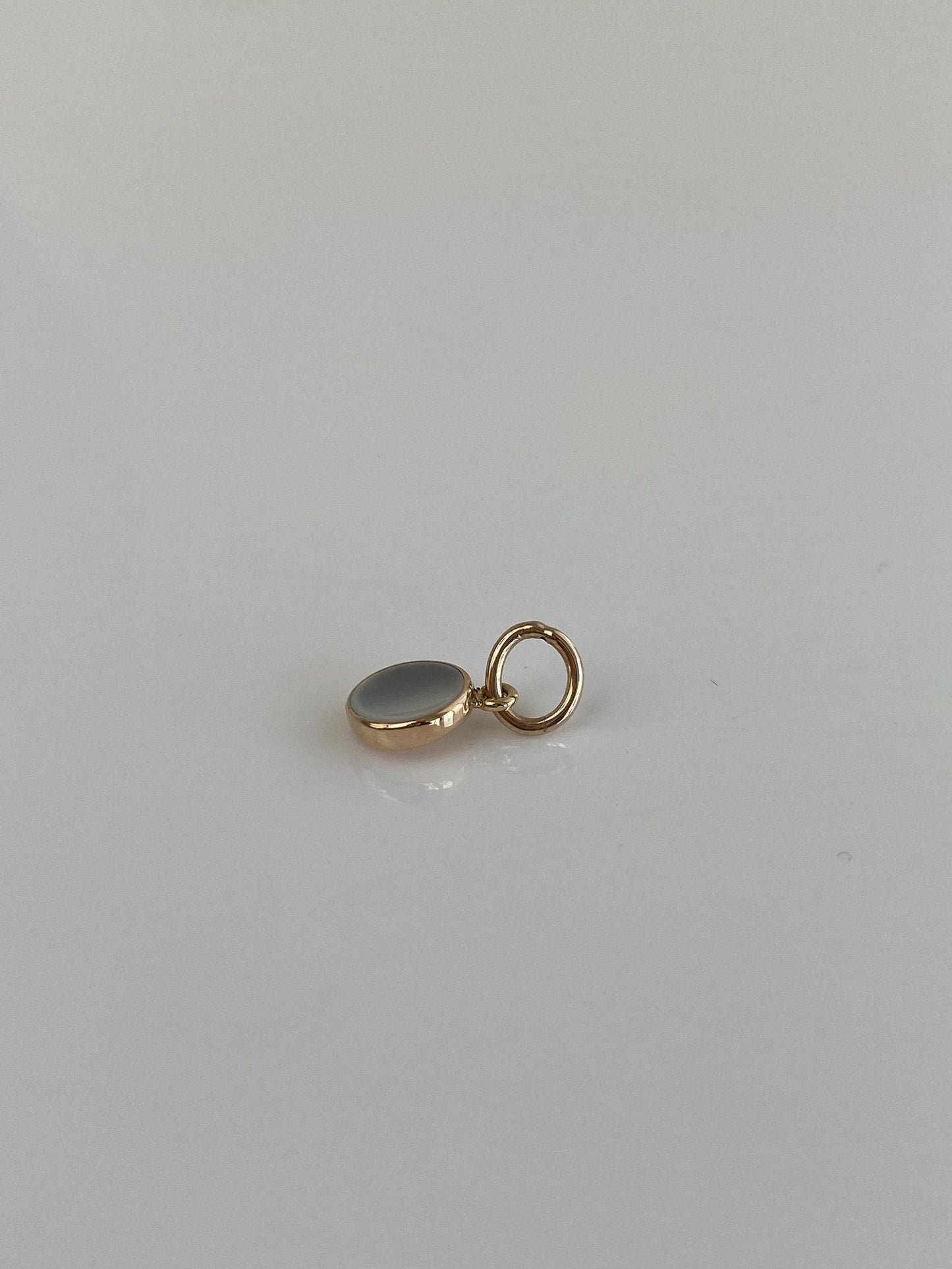 Vintage Solid 14k Yellow Gold Small Mother of Pearl Cufflink Conversion Charm