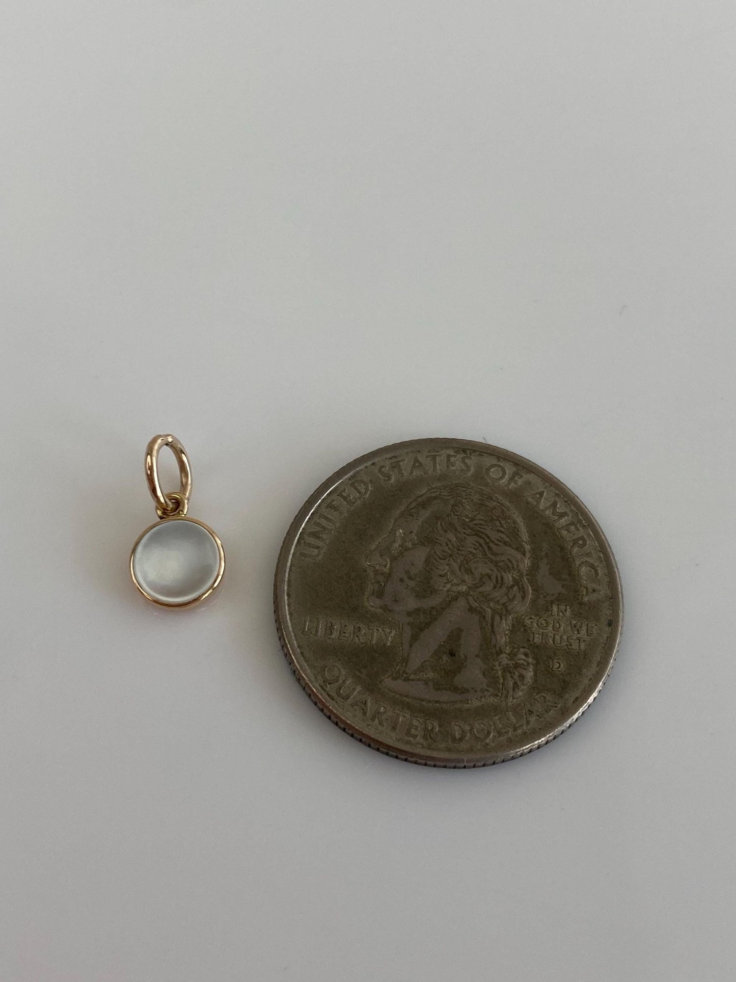 Vintage Solid 14k Yellow Gold Small Mother of Pearl Cufflink Conversion Charm