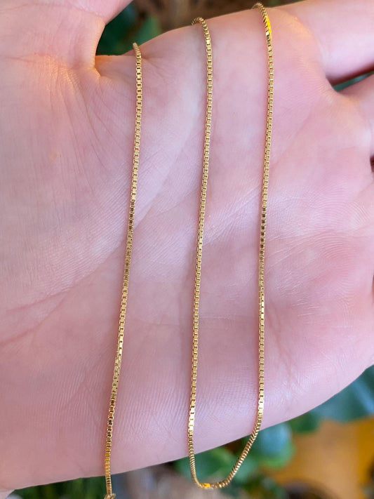 Vintage Solid 14k Yellow Gold Long Box Chain Necklace - 20 inches