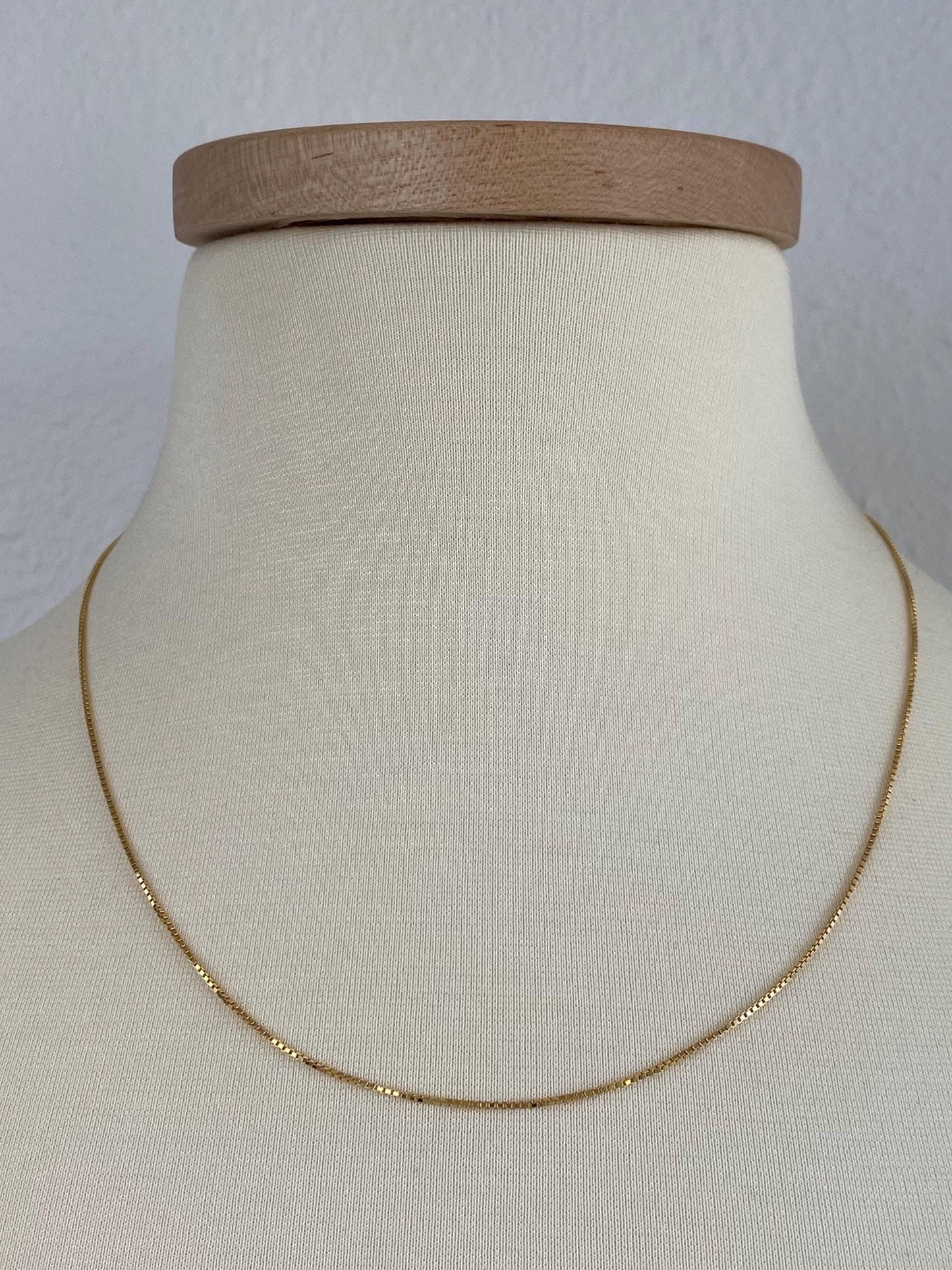 Vintage Solid 14k Yellow Gold Long Box Chain Necklace - 20 inches