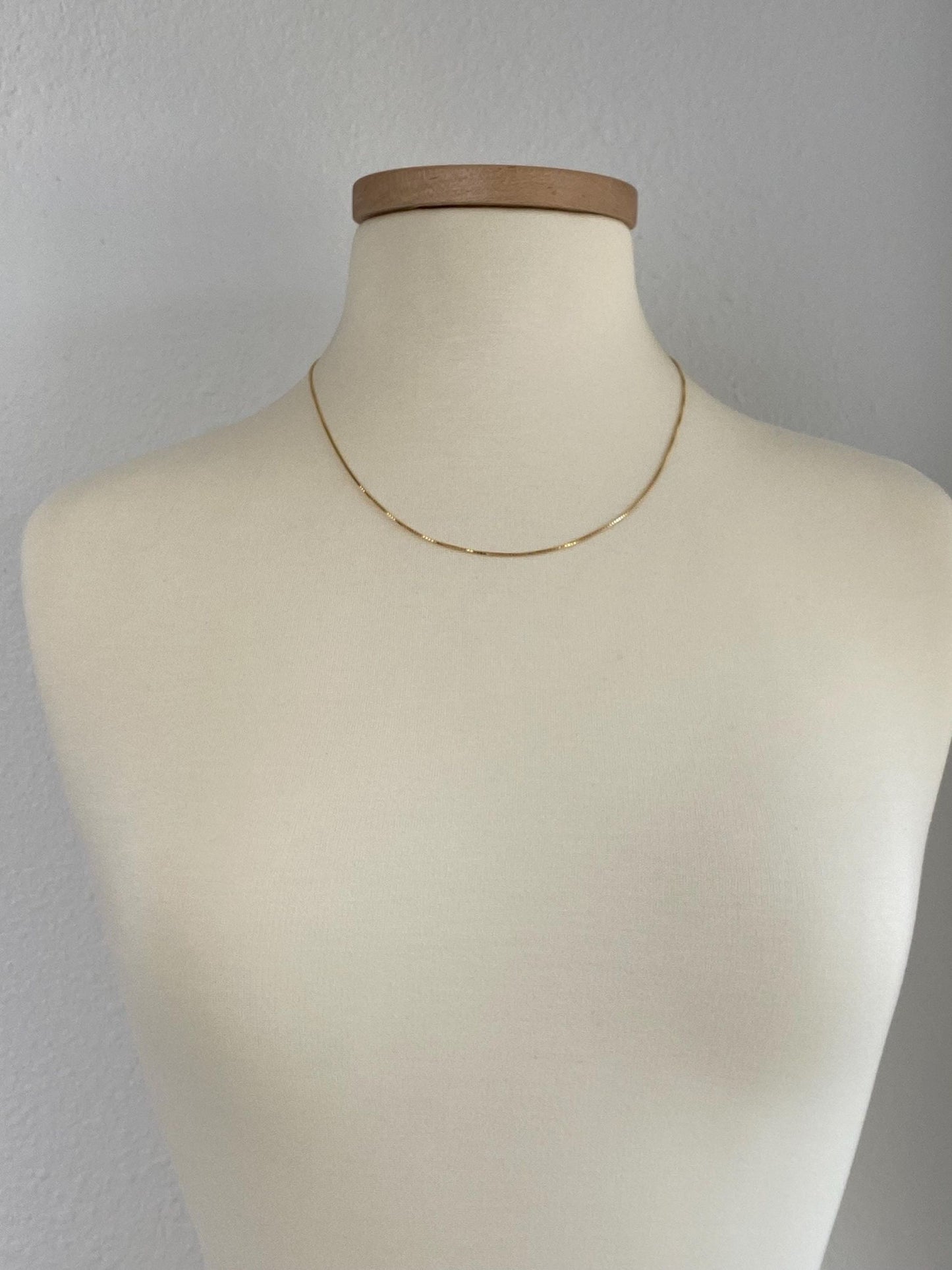 Vintage Solid 14k Yellow Gold Long Box Chain Necklace - 20 inches