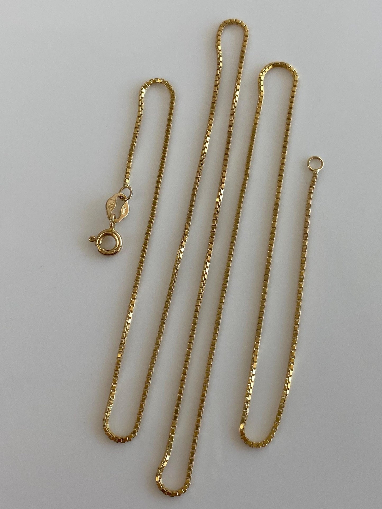 Vintage Solid 14k Yellow Gold Long Box Chain Necklace - 20 inches