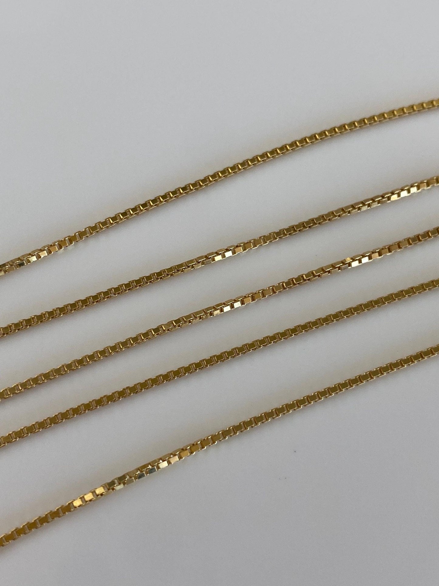 Vintage Solid 14k Yellow Gold Long Box Chain Necklace - 20 inches