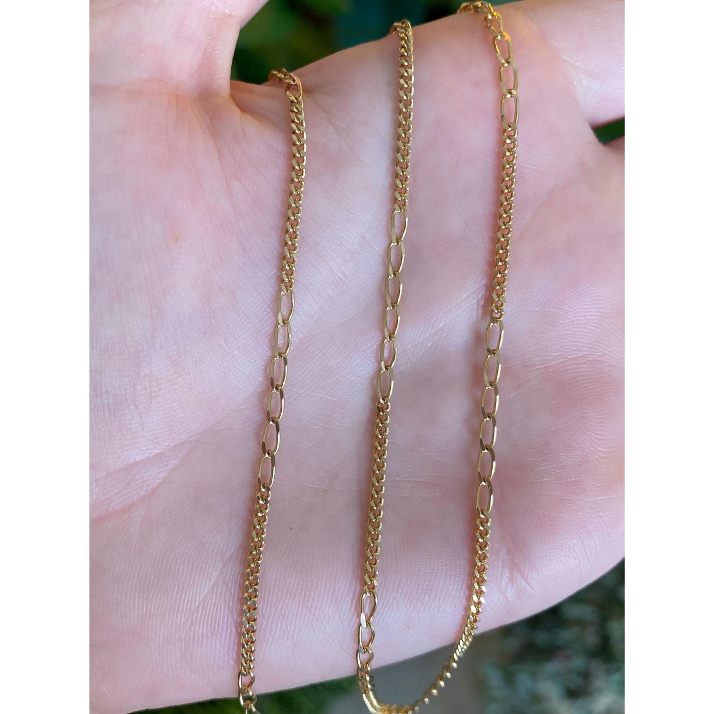 Vintage Solid 14k Yellow Gold Elongated Curb Chain Necklace - 24.75 inches