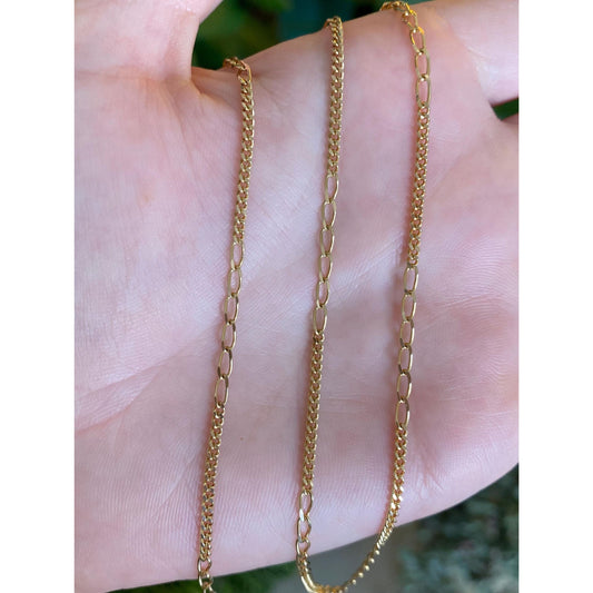 Vintage Solid 14k Yellow Gold Elongated Curb Chain Necklace - 24.75 inches