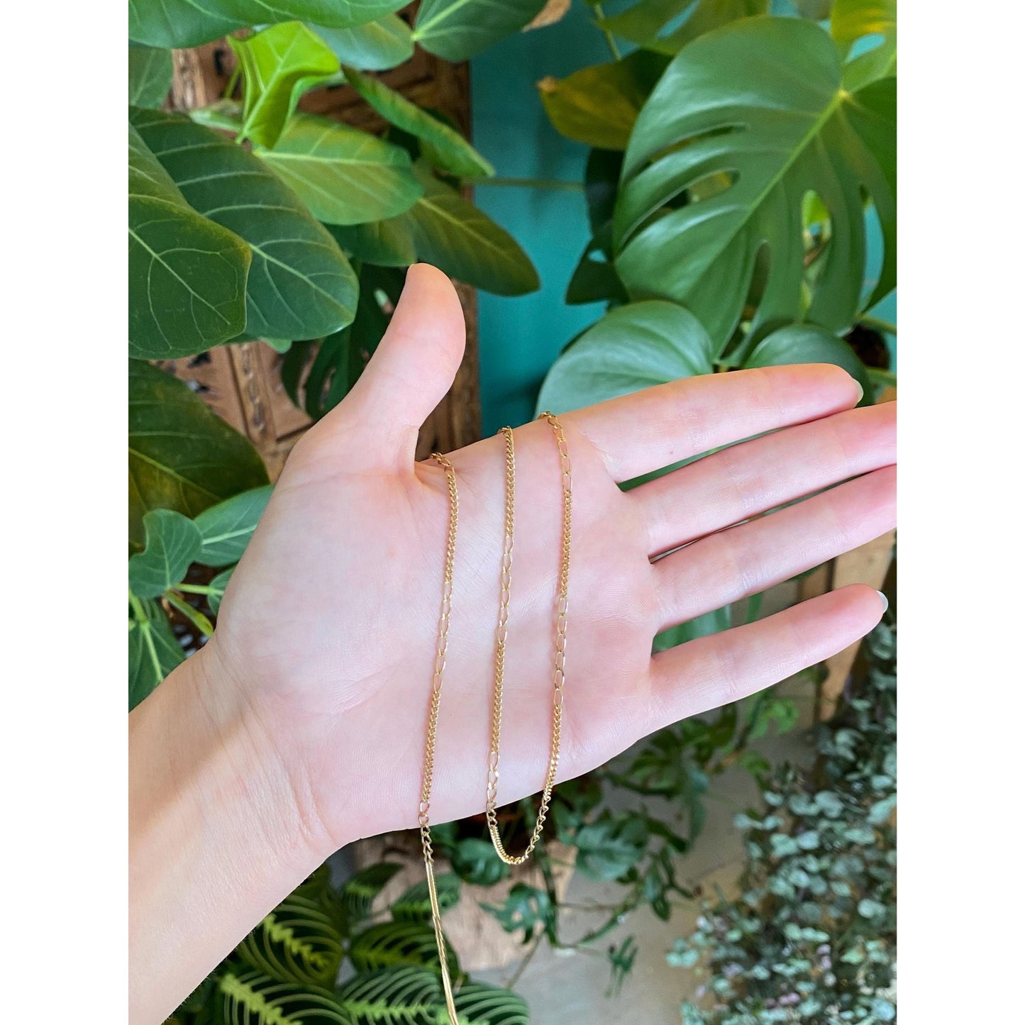 Vintage Solid 14k Yellow Gold Elongated Curb Chain Necklace - 24.75 inches