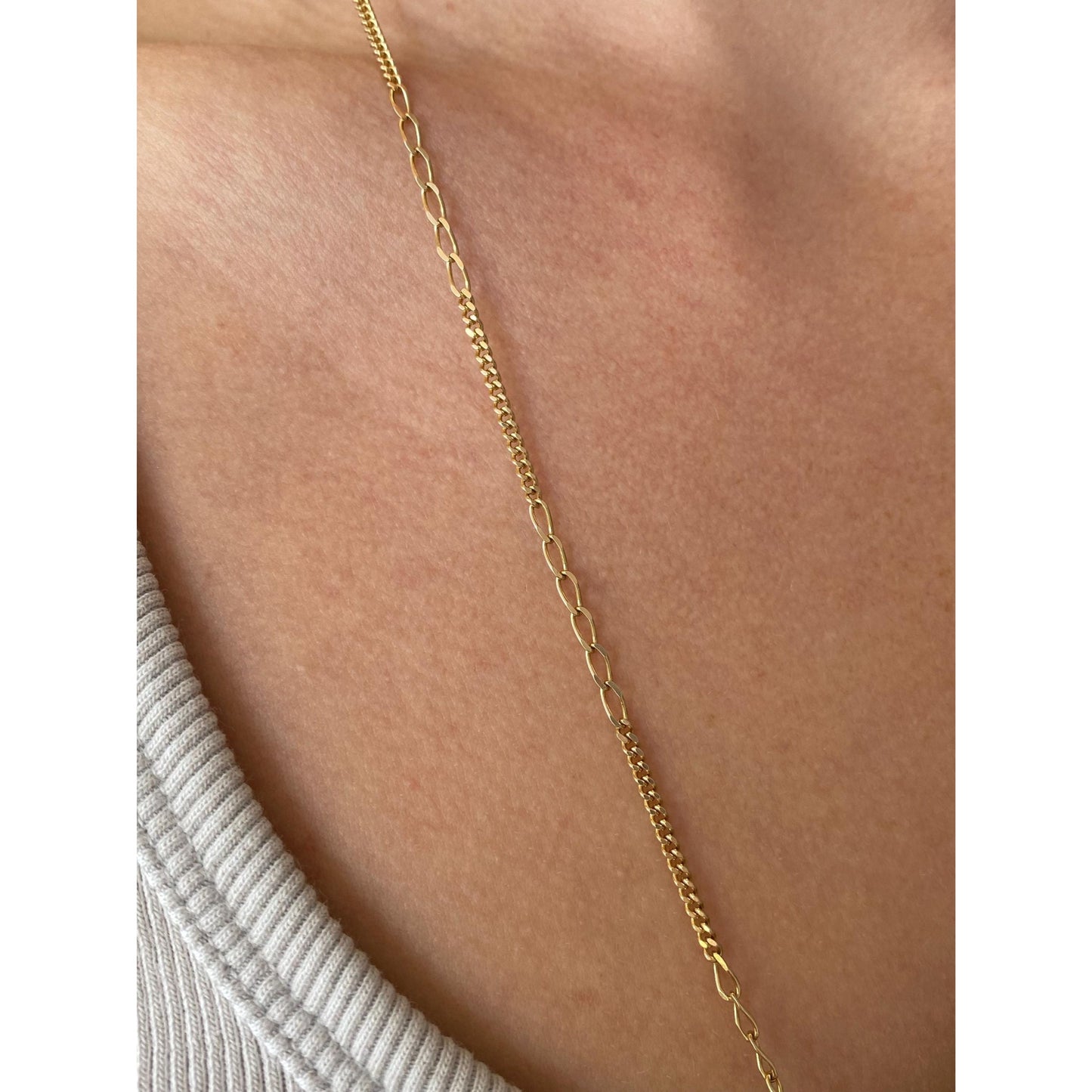 Vintage Solid 14k Yellow Gold Elongated Curb Chain Necklace - 24.75 inches