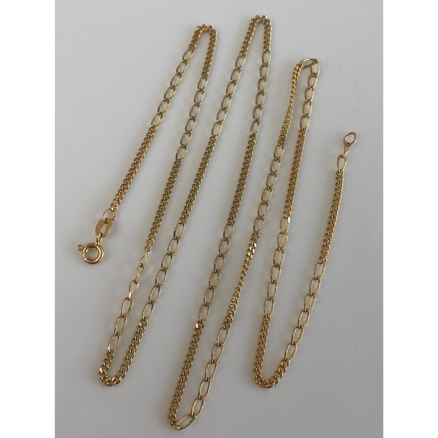 Vintage Solid 14k Yellow Gold Elongated Curb Chain Necklace - 24.75 inches