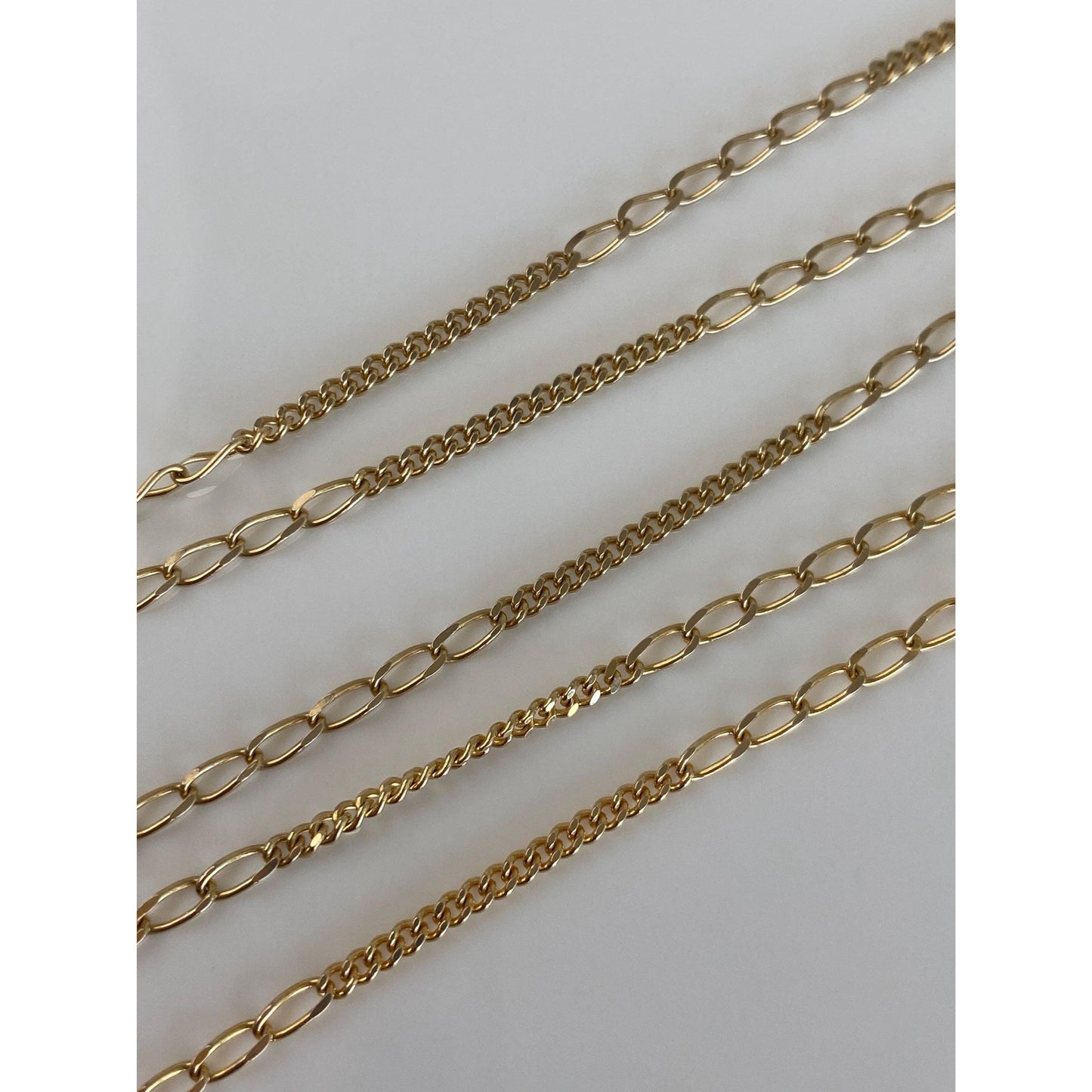 Vintage Solid 14k Yellow Gold Elongated Curb Chain Necklace - 24.75 inches