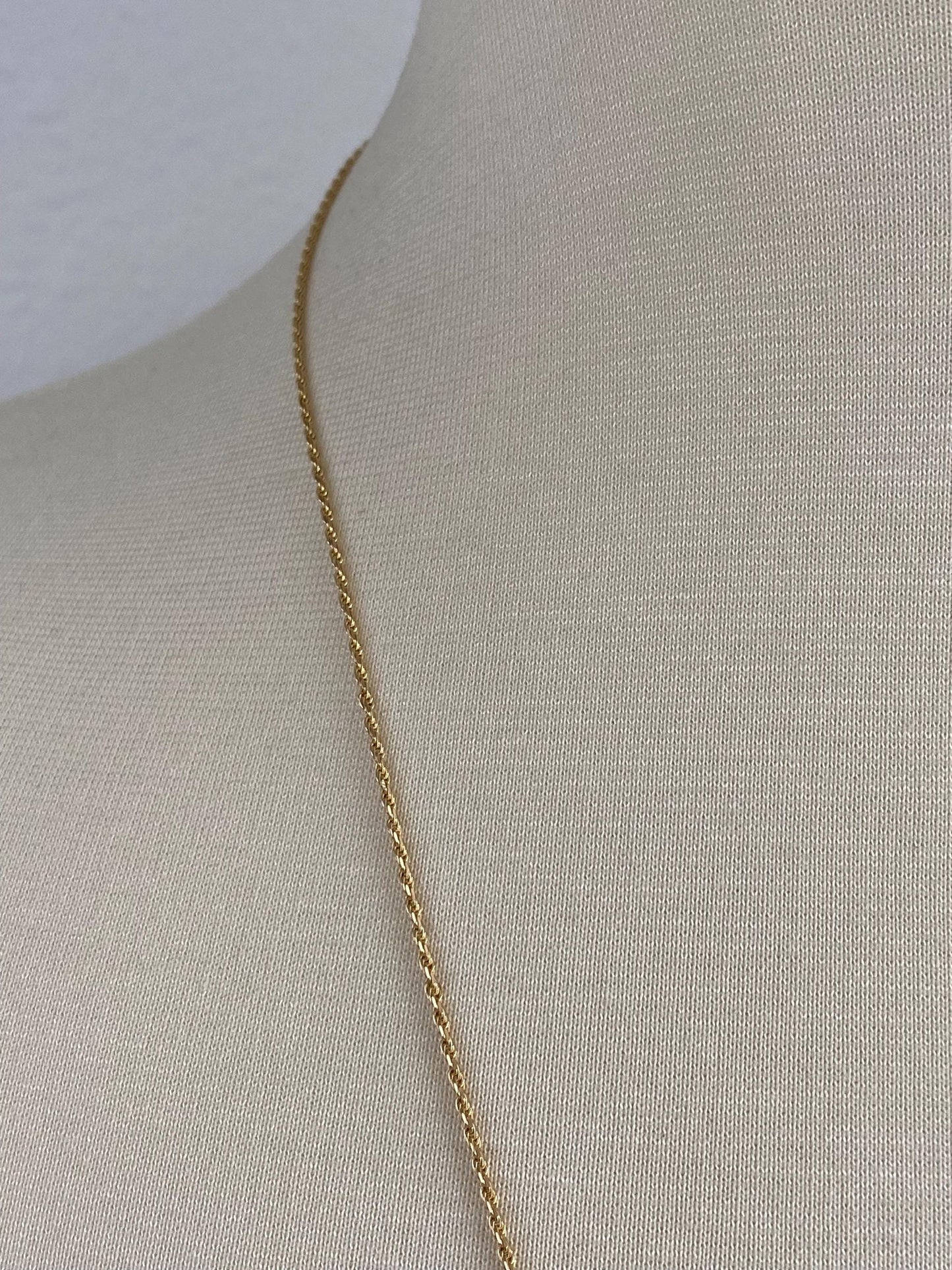 Vintage Solid 14k Yellow Gold Diamond Cut Slim Rope Chain Necklace - 24 inches