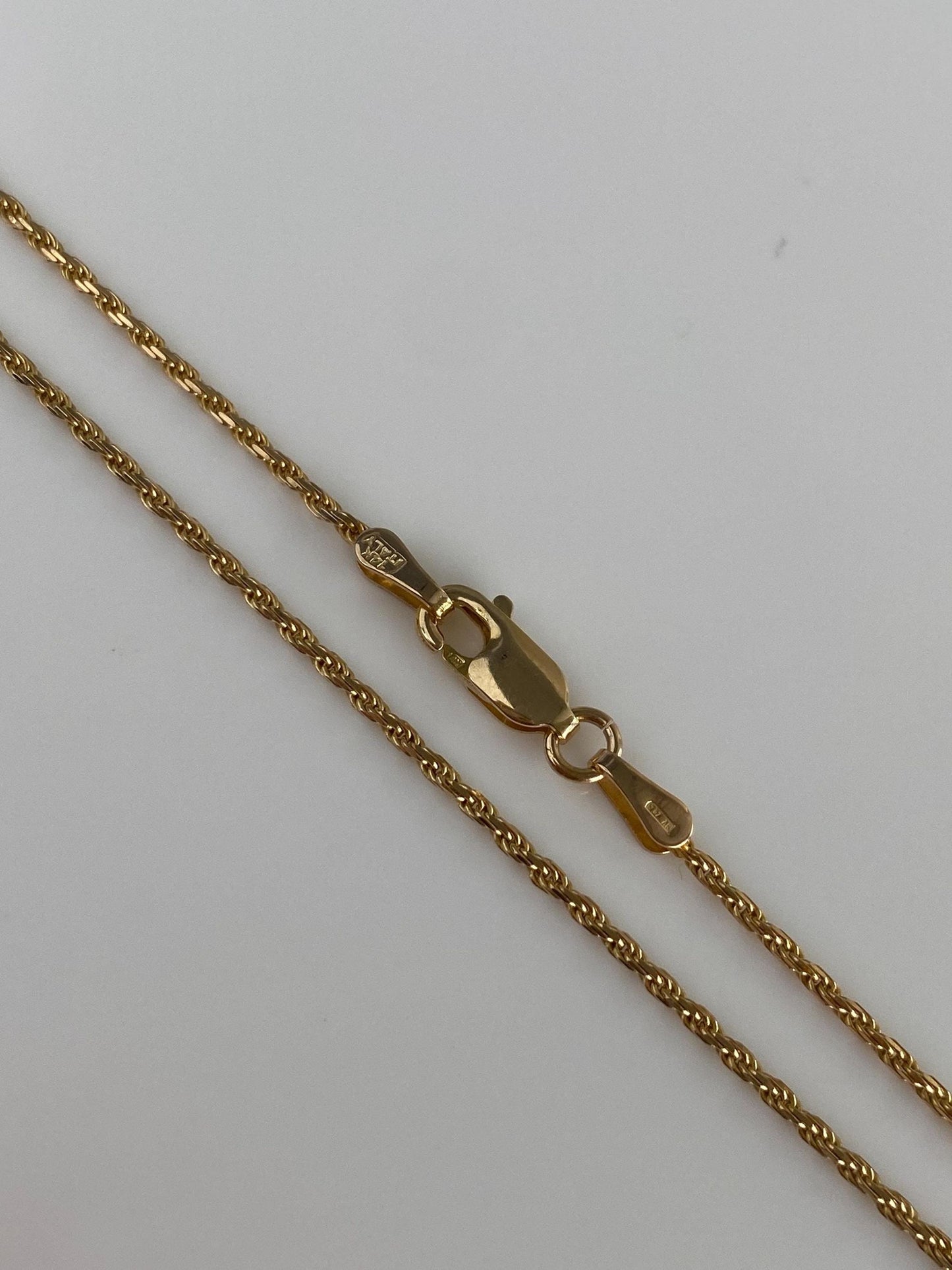 Vintage Solid 14k Yellow Gold Diamond Cut Slim Rope Chain Necklace - 24 inches