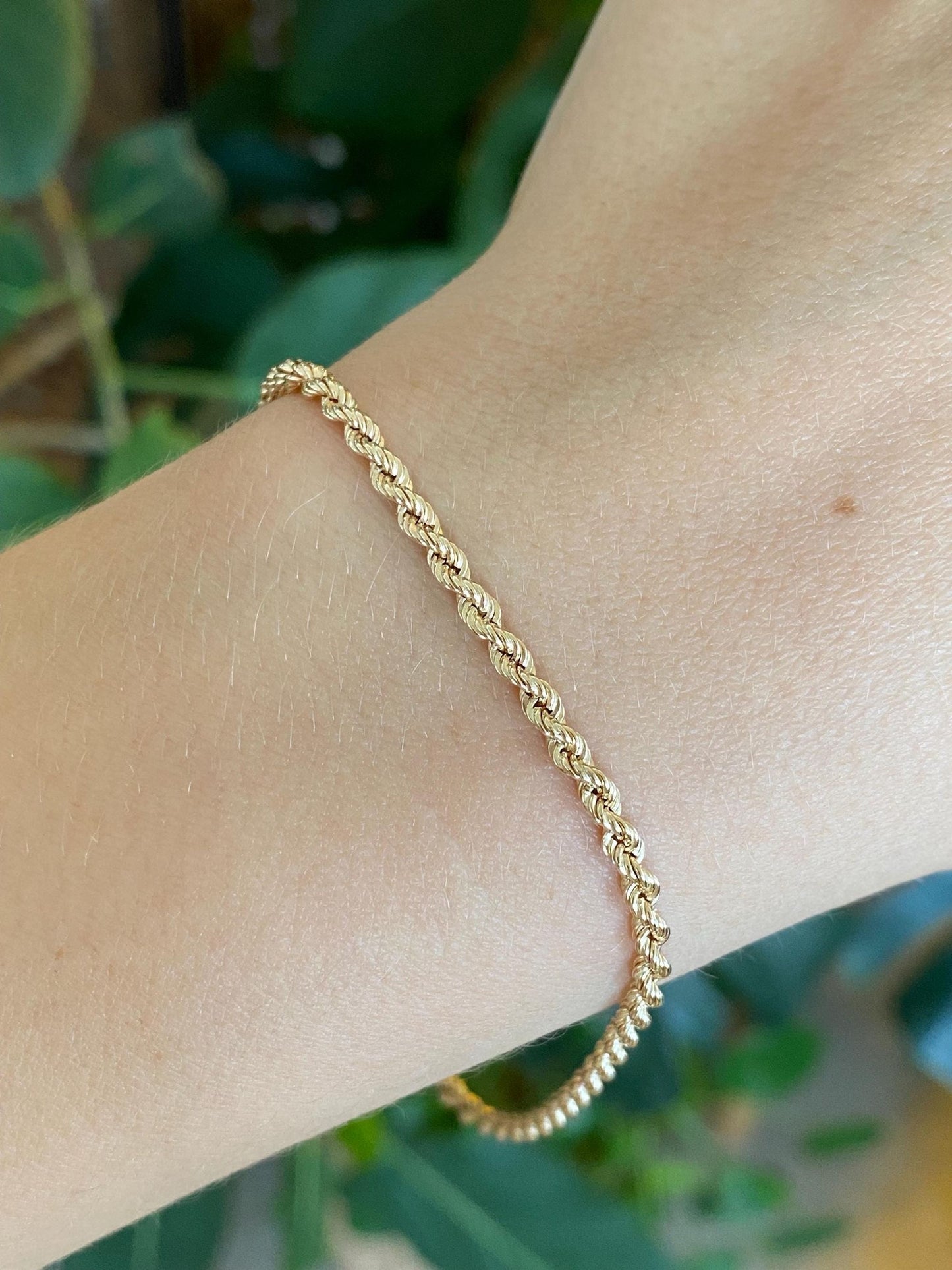Vintage Solid 14k Yellow Gold Rope Chain Bracelet - 8 inches