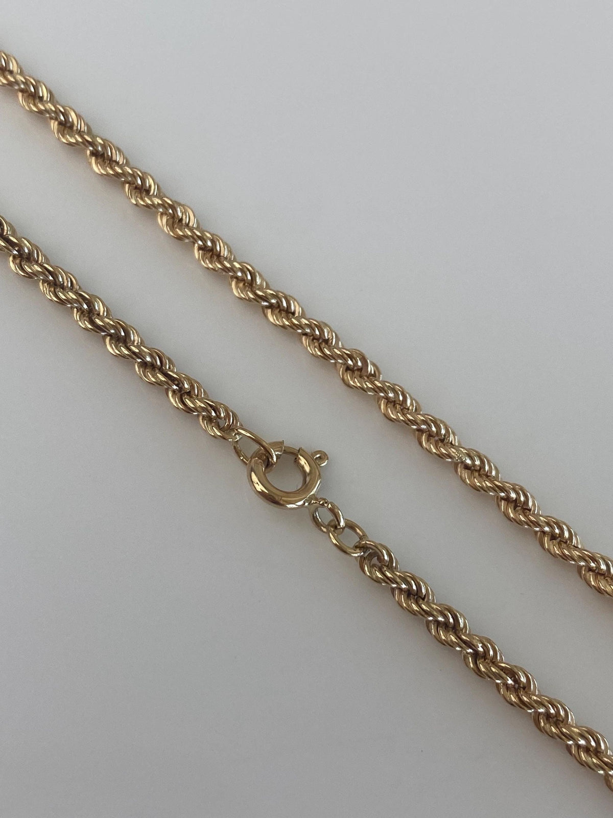 Vintage Solid 14k Yellow Gold Rope Chain Bracelet - 8 inches
