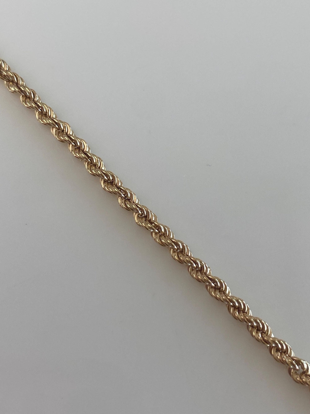 Vintage Solid 14k Yellow Gold Rope Chain Bracelet - 8 inches