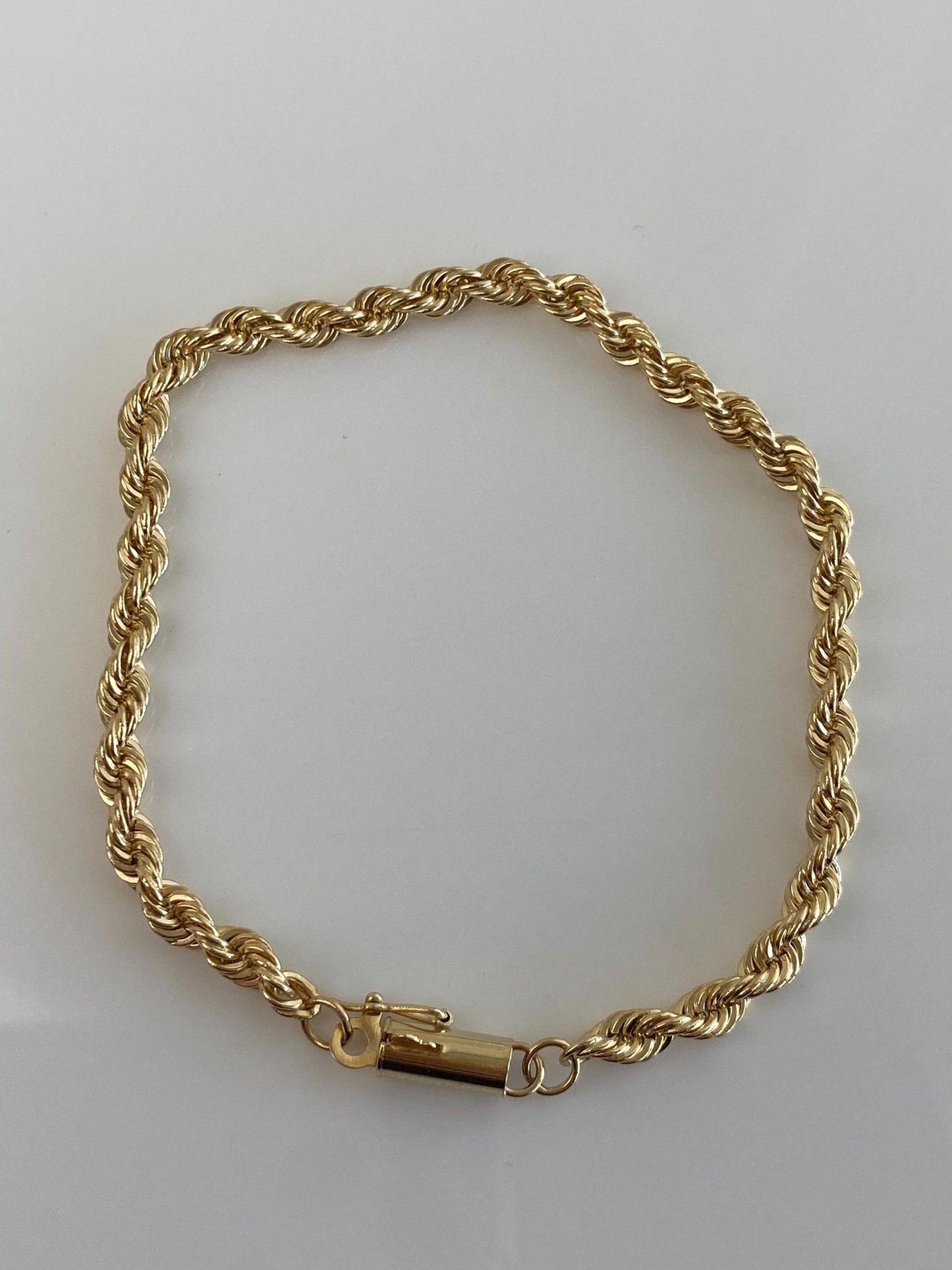 Vintage Solid 14k Yellow Gold Rope Chain Bracelet - 7 inches
