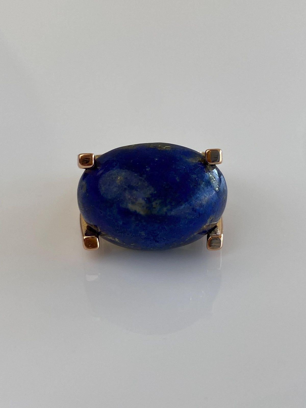 Vintage Solid 18k Rose Gold Blue Lapis Ring - Size 5