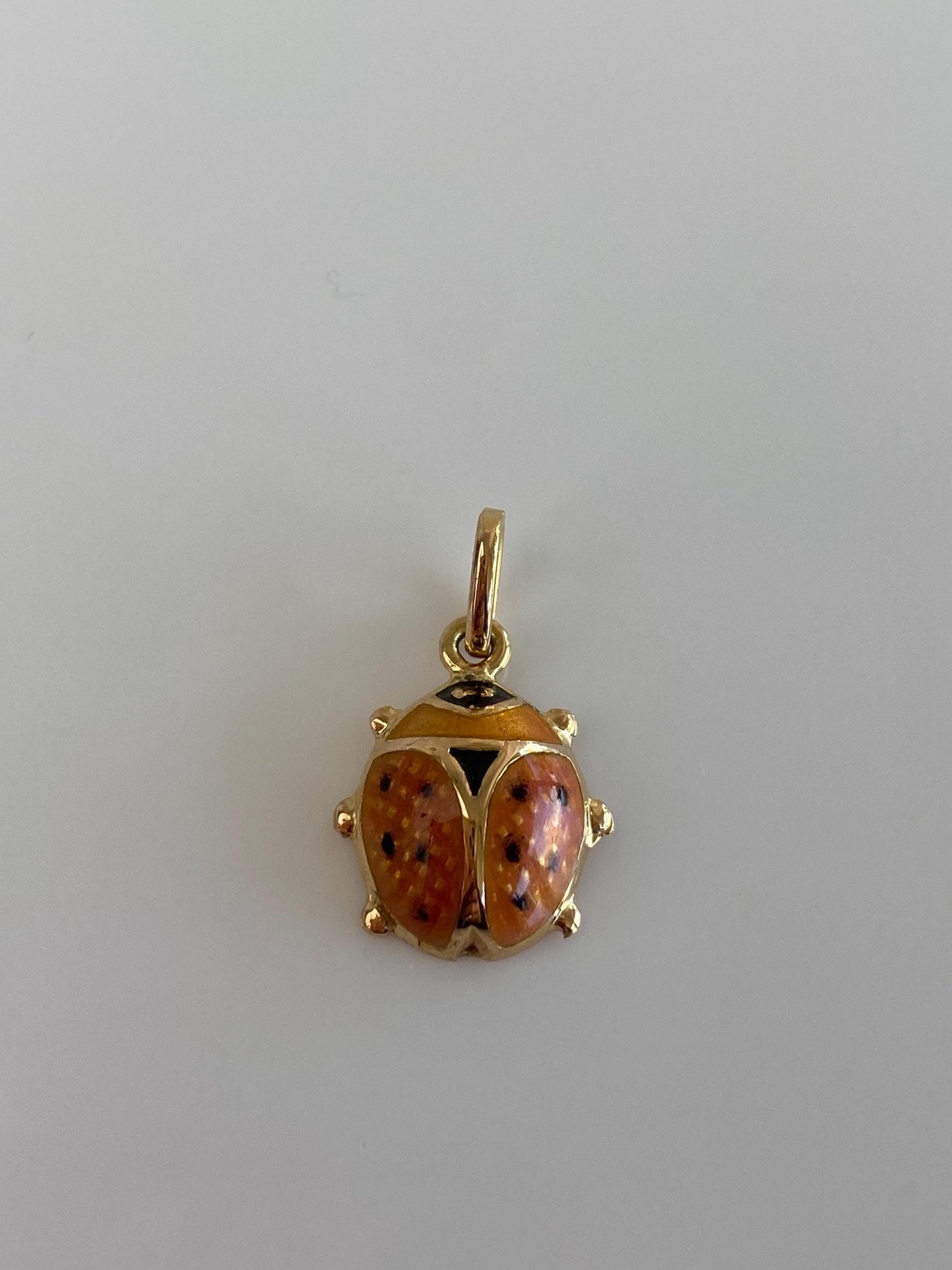 Vintage 18k Yellow Gold Enamel Ladybug Charm