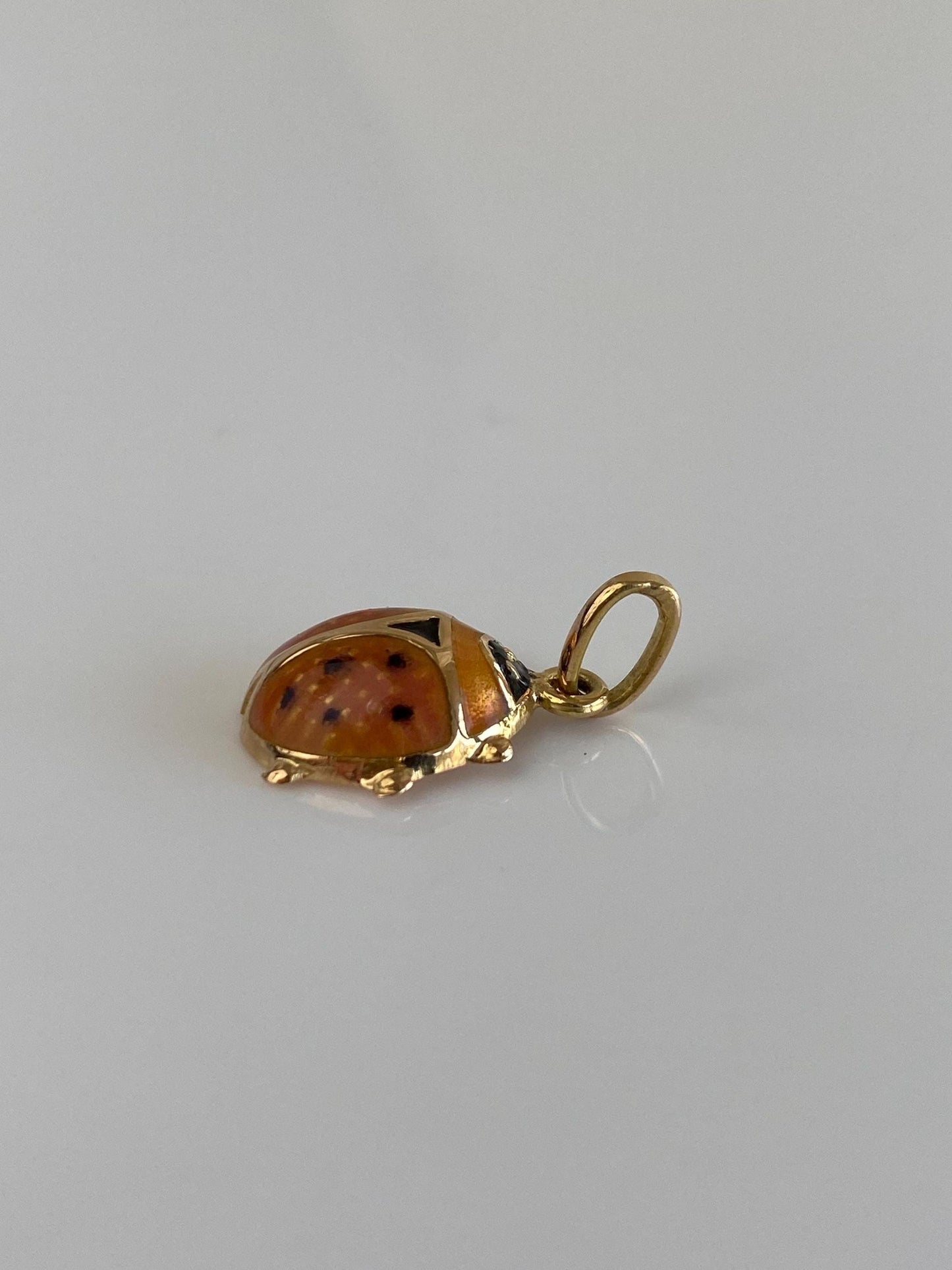 Vintage 18k Yellow Gold Enamel Ladybug Charm