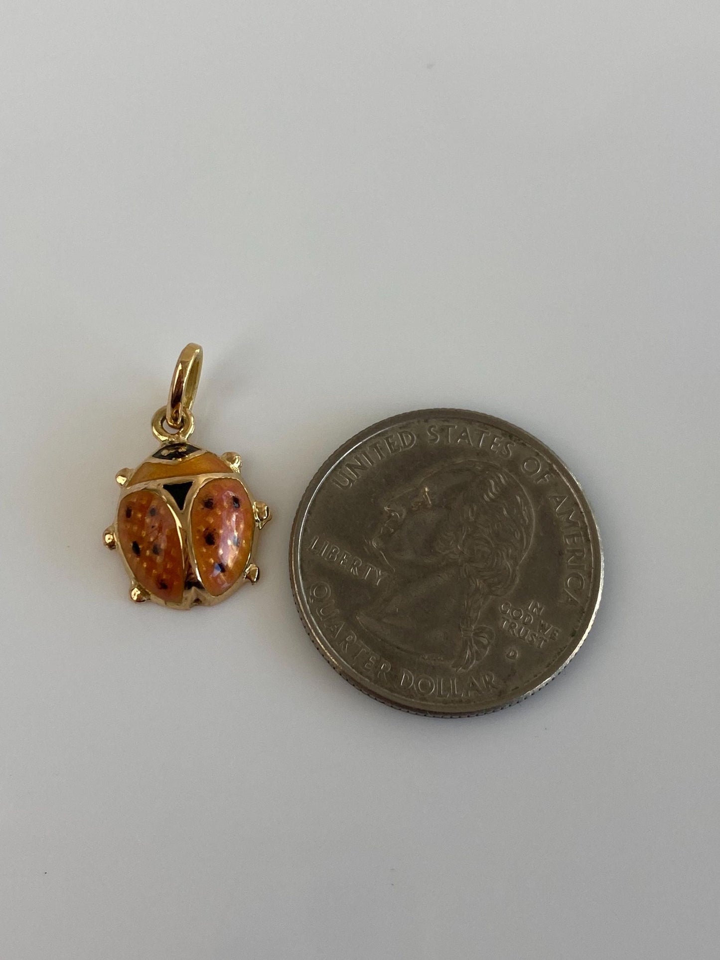 Vintage 18k Yellow Gold Enamel Ladybug Charm