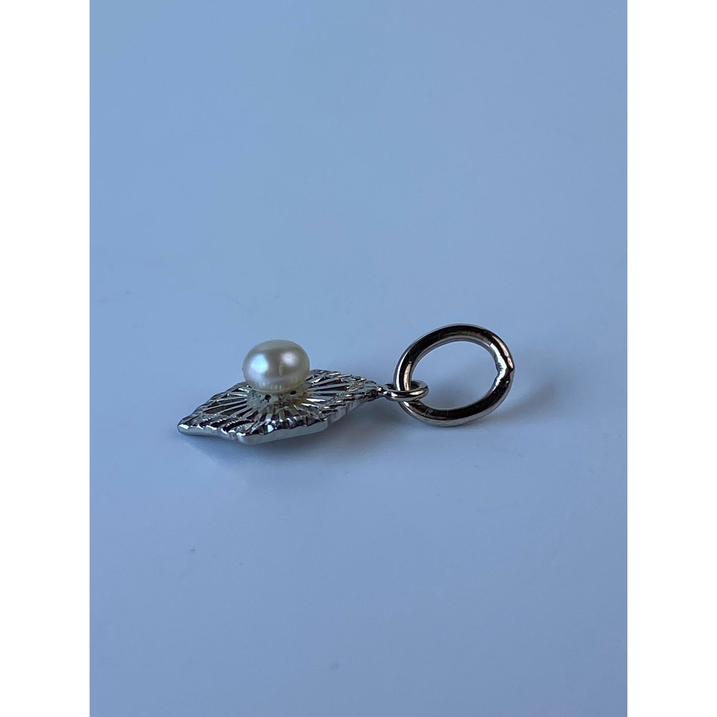 Vintage Solid 18k White Gold Pearl Charm