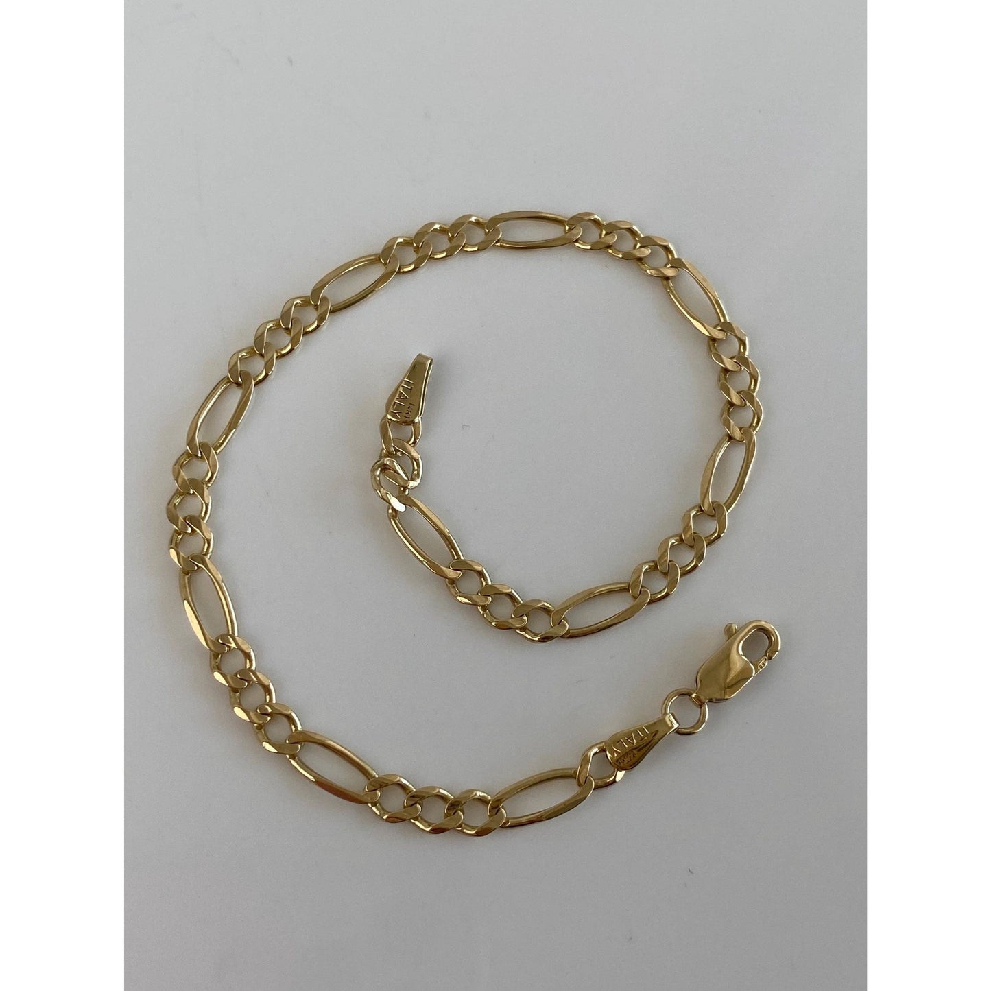 Vintage Solid 14k Yellow Gold Figaro Chain Bracelet - 8.25 inches