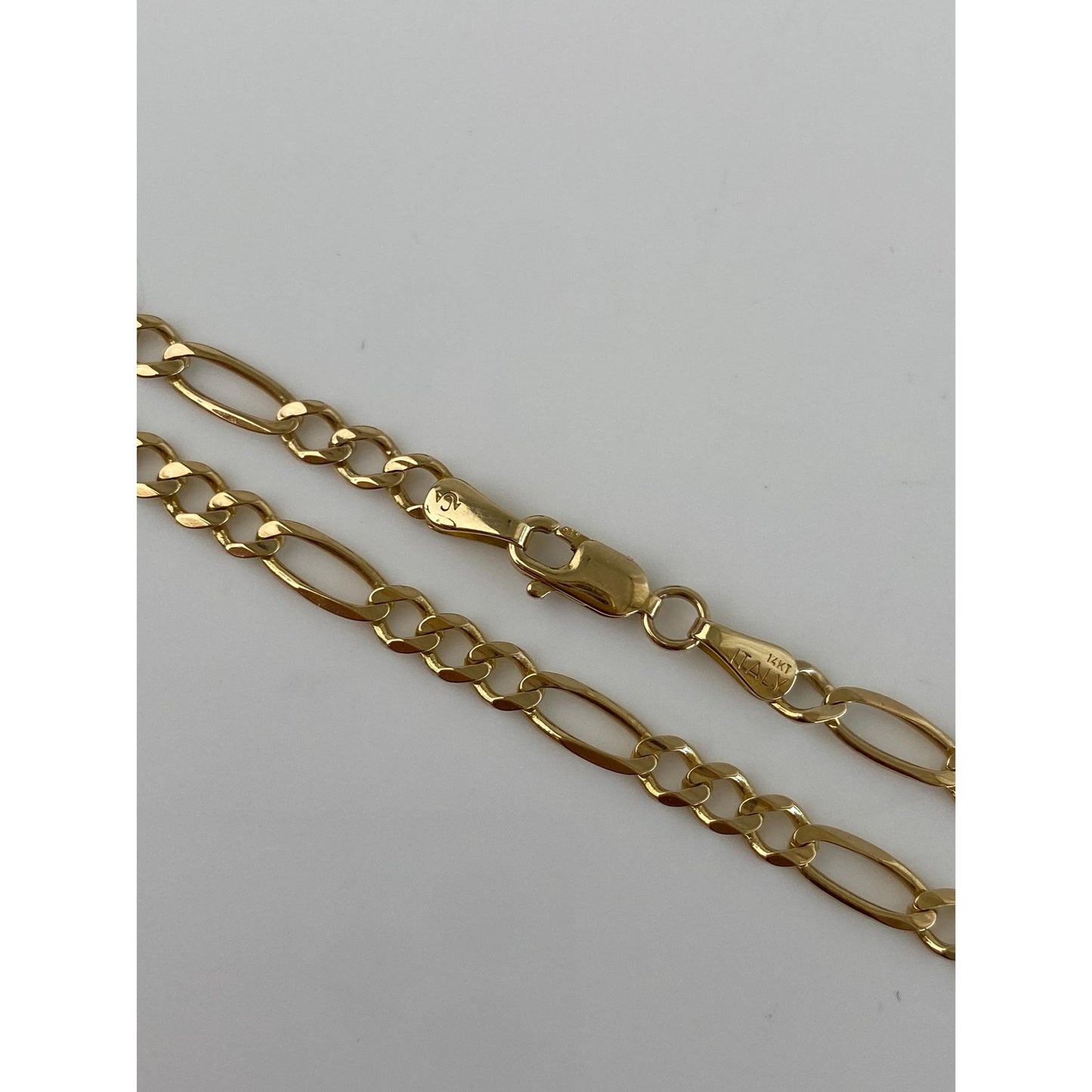 Vintage Solid 14k Yellow Gold Figaro Chain Bracelet - 8.25 inches