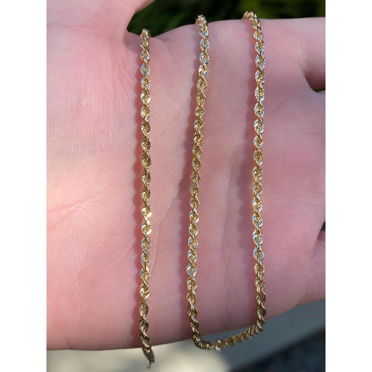 Vintage Solid 14k Yellow Gold Rope Chain Necklace - 22 inches