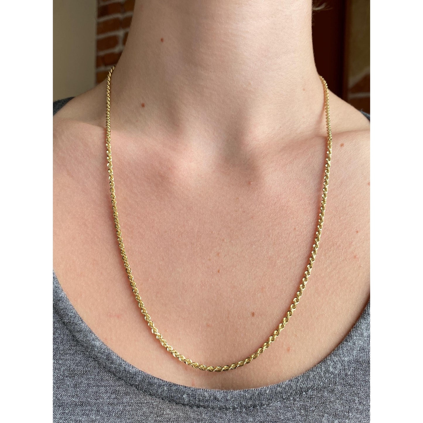 Vintage Solid 14k Yellow Gold Rope Chain Necklace - 22 inches