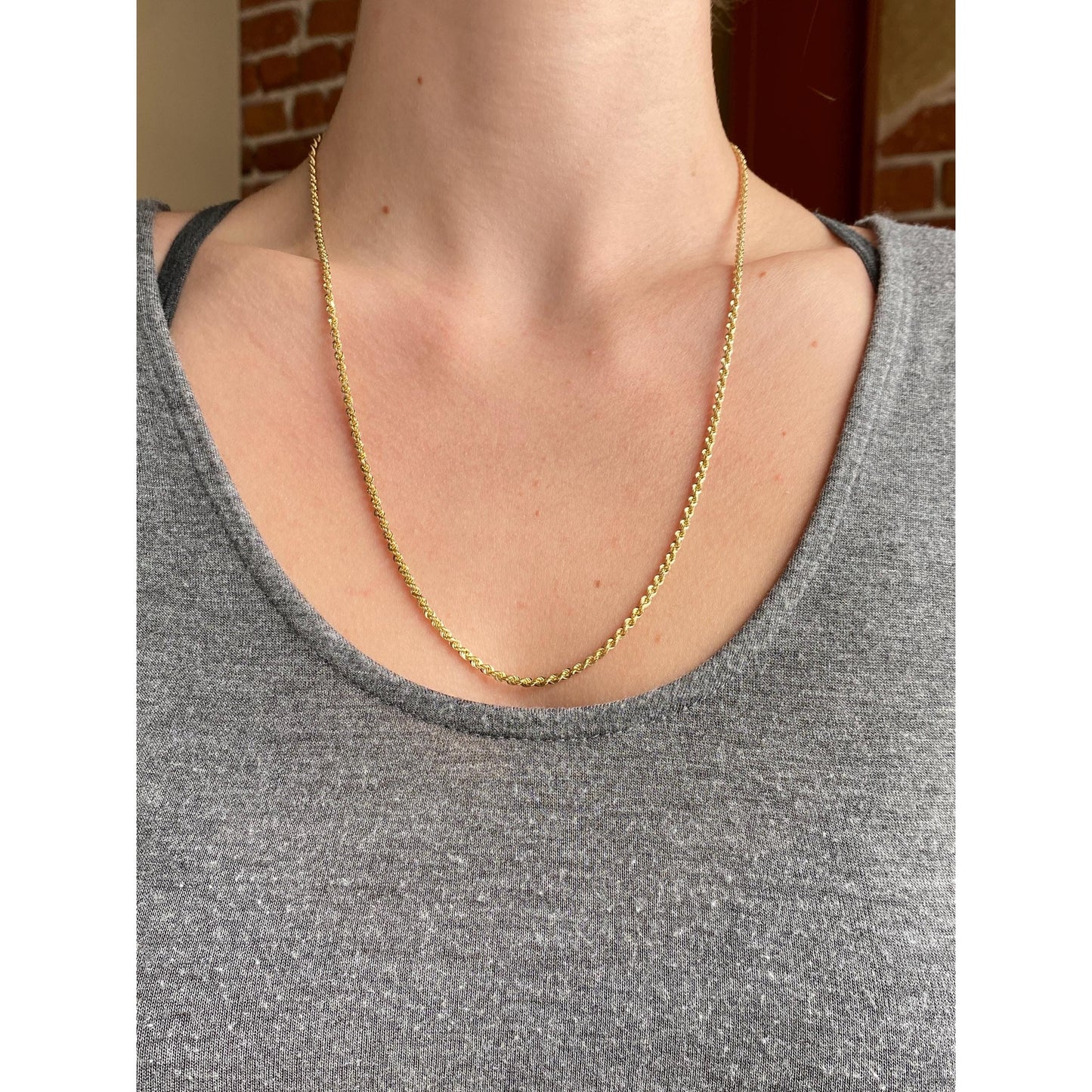 Vintage Solid 14k Yellow Gold Rope Chain Necklace - 22 inches