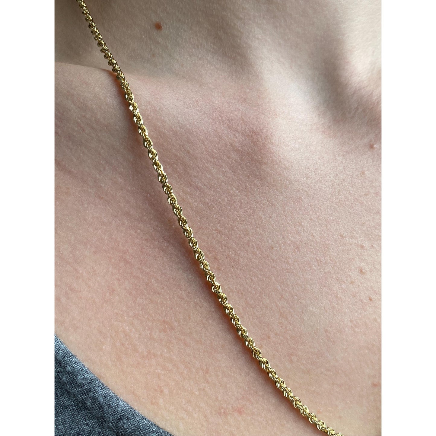 Vintage Solid 14k Yellow Gold Rope Chain Necklace - 22 inches