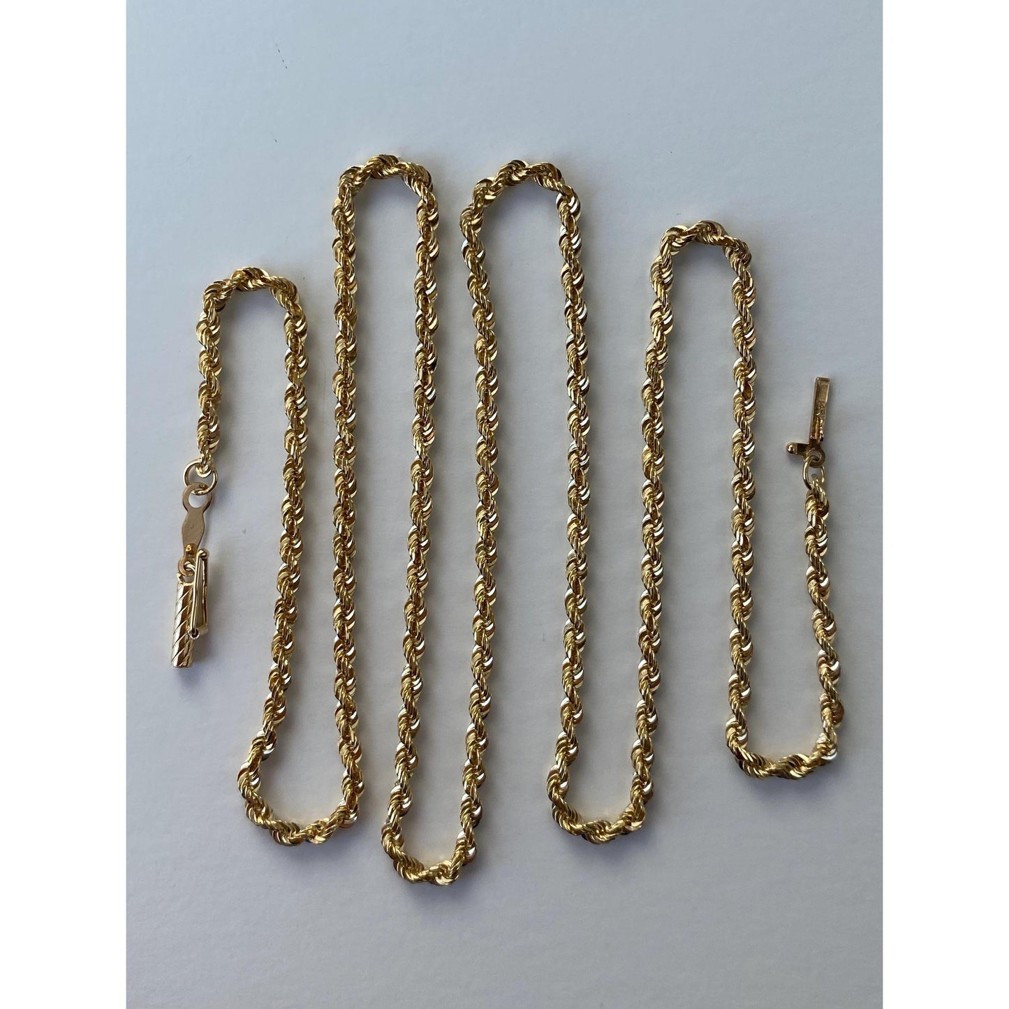 Vintage Solid 14k Yellow Gold Rope Chain Necklace - 22 inches