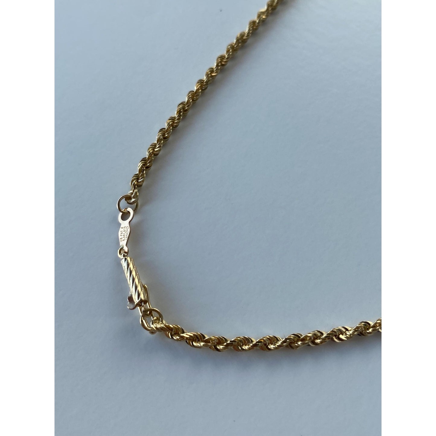 Vintage Solid 14k Yellow Gold Rope Chain Necklace - 22 inches